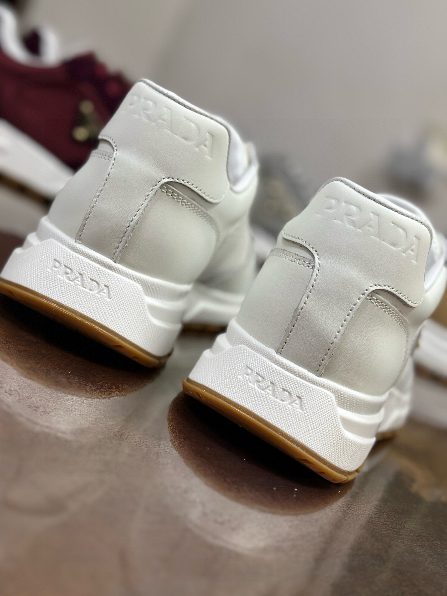 Prada Prax 2.0 Perforated Leather Sneakers White