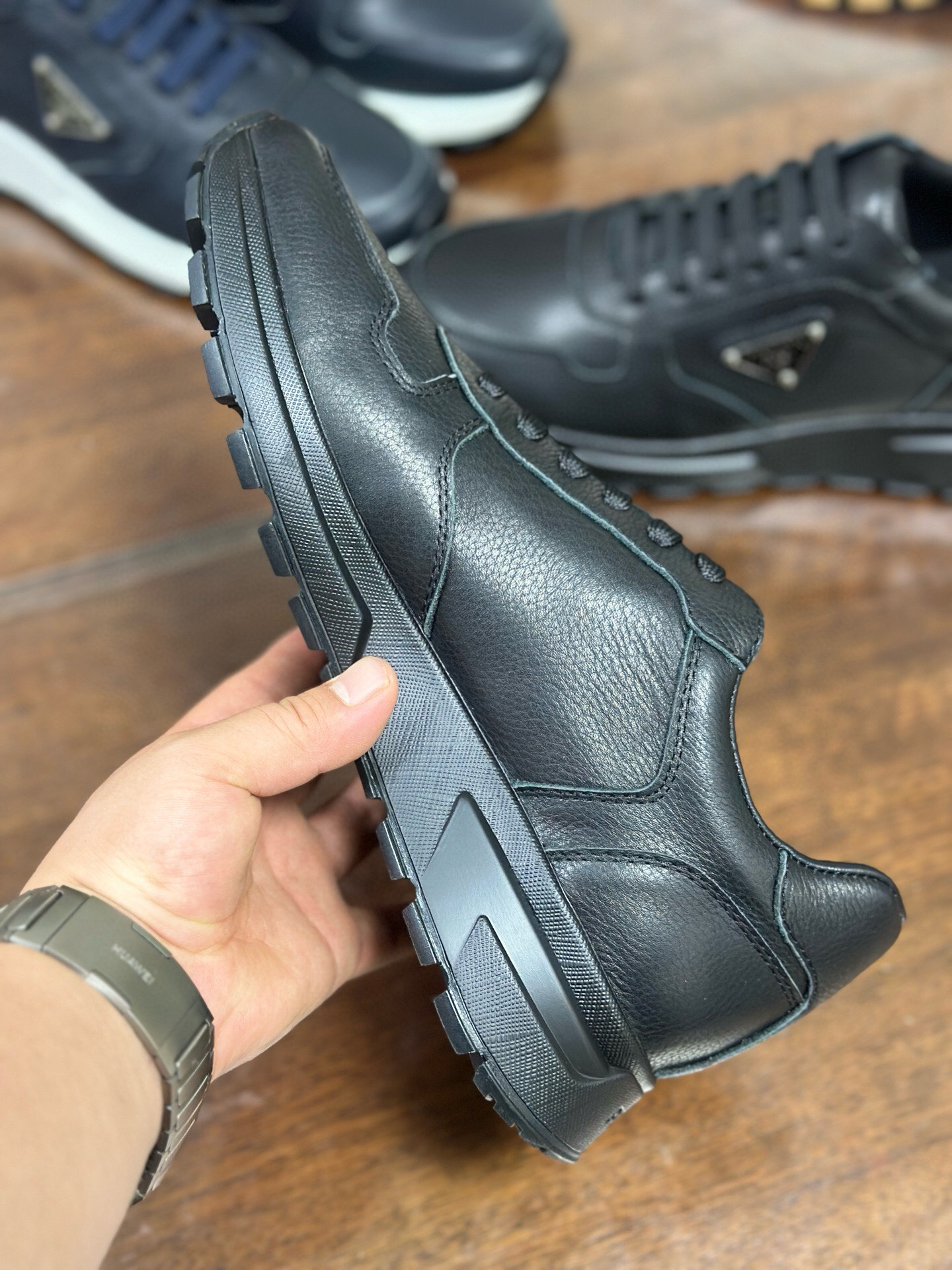 Prada Prax 2.0 Leather Sneakers Black