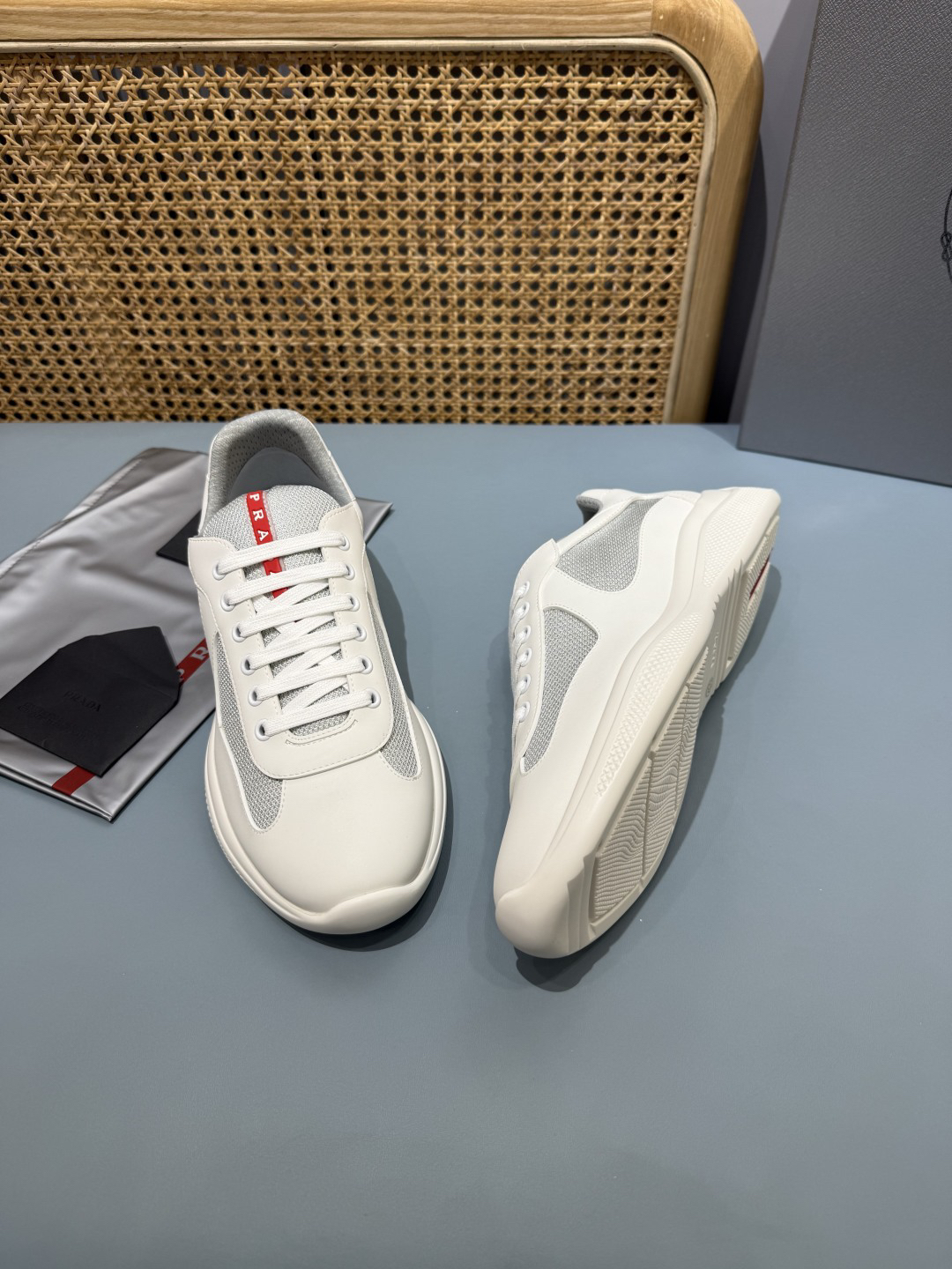 Prada Americas Cup Lace-Up Sneakers White