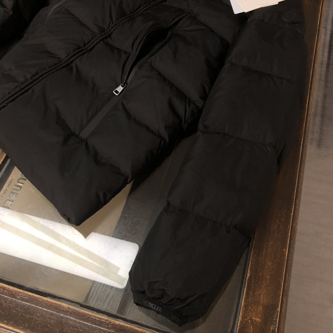 Moncler Logo Tape Down Jacket Black