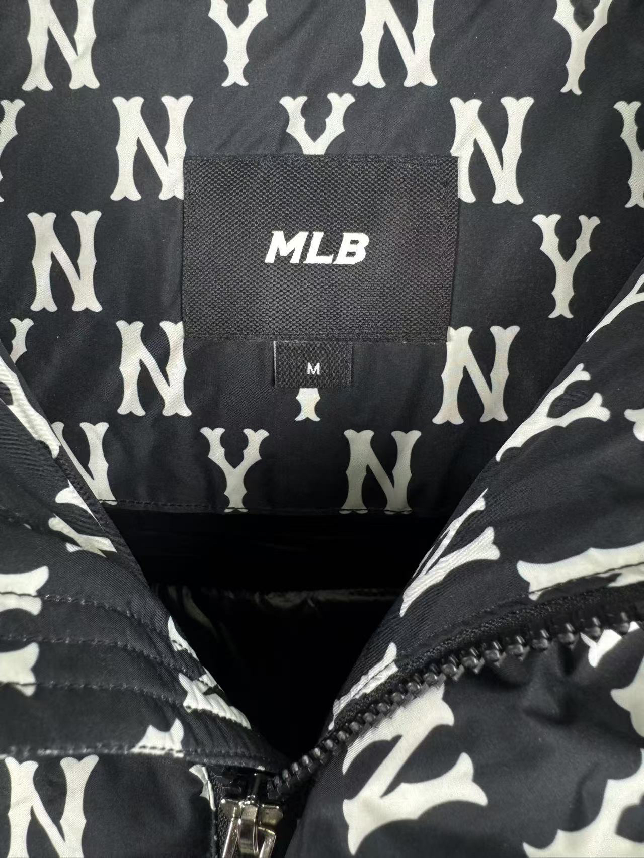 MLB Monogram Hooded Down Jacket Black
