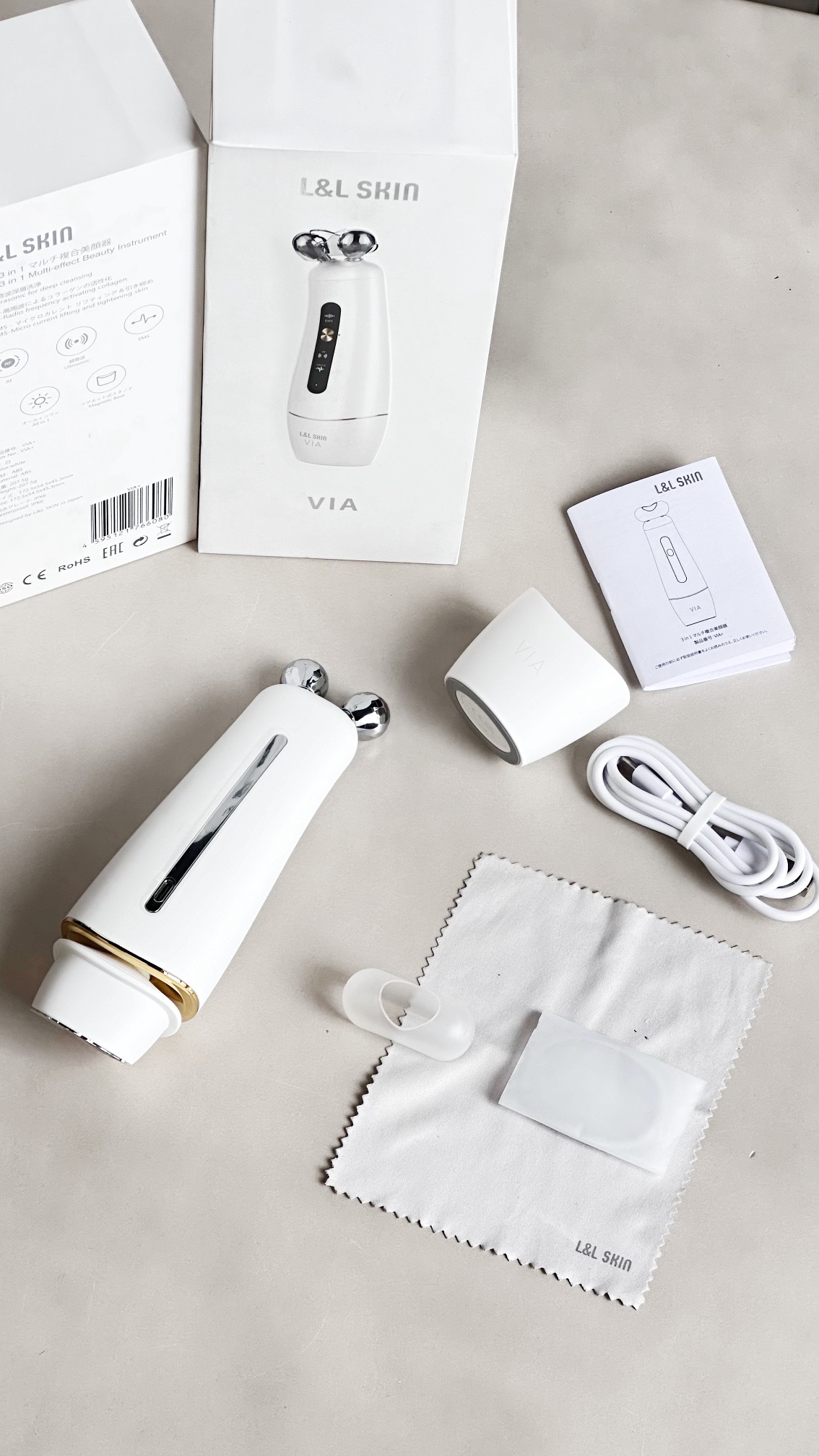 L&L SKIN VIA 3-in-1 RF EMS Facial Device White