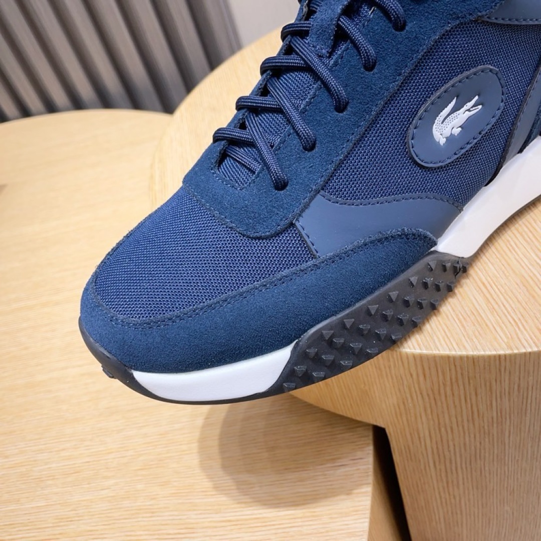 Lacoste Croc-Embossed Leather Sneakers Navy