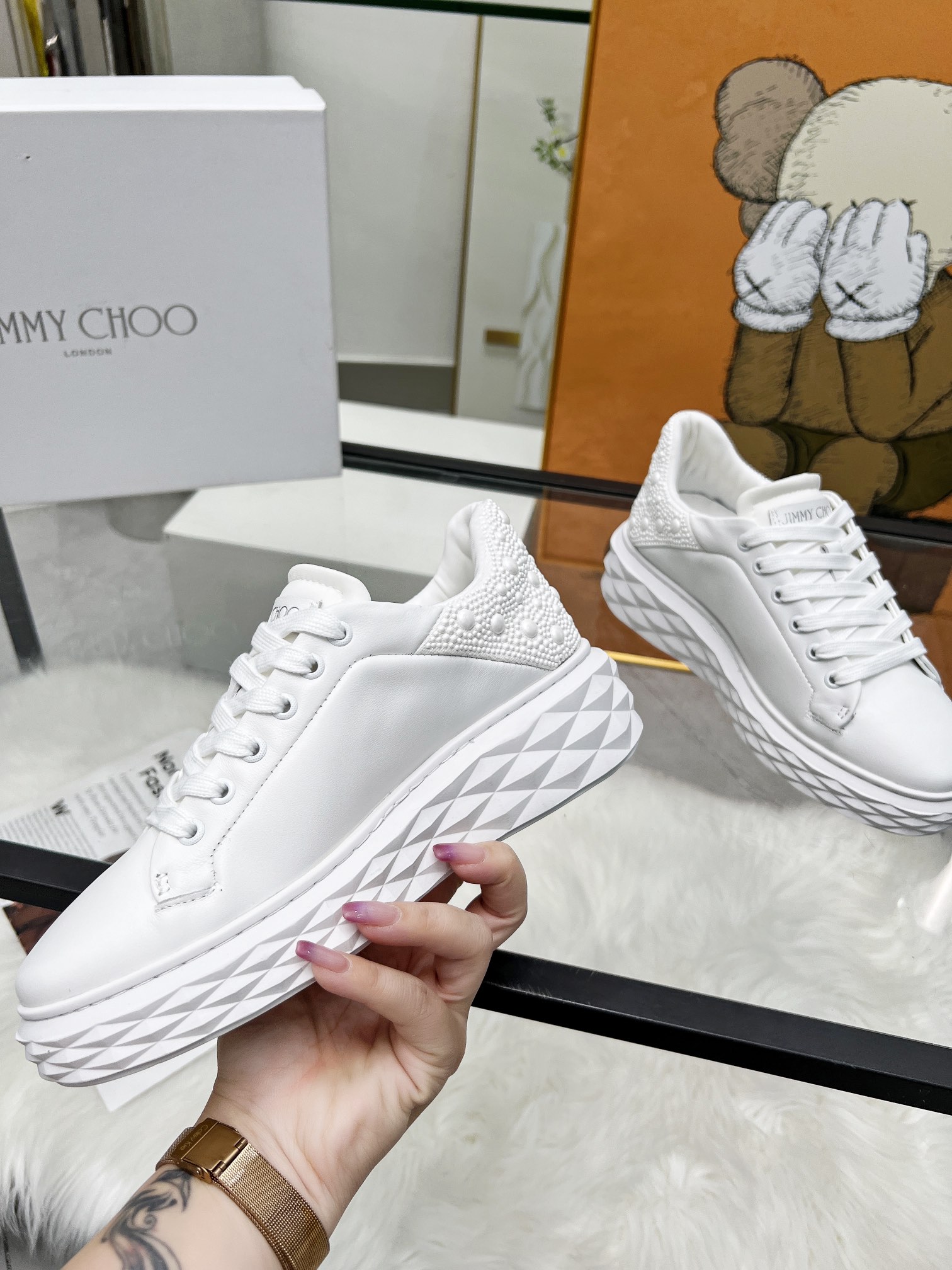 Jimmy Choo Diamond Pearl Sneakers White
