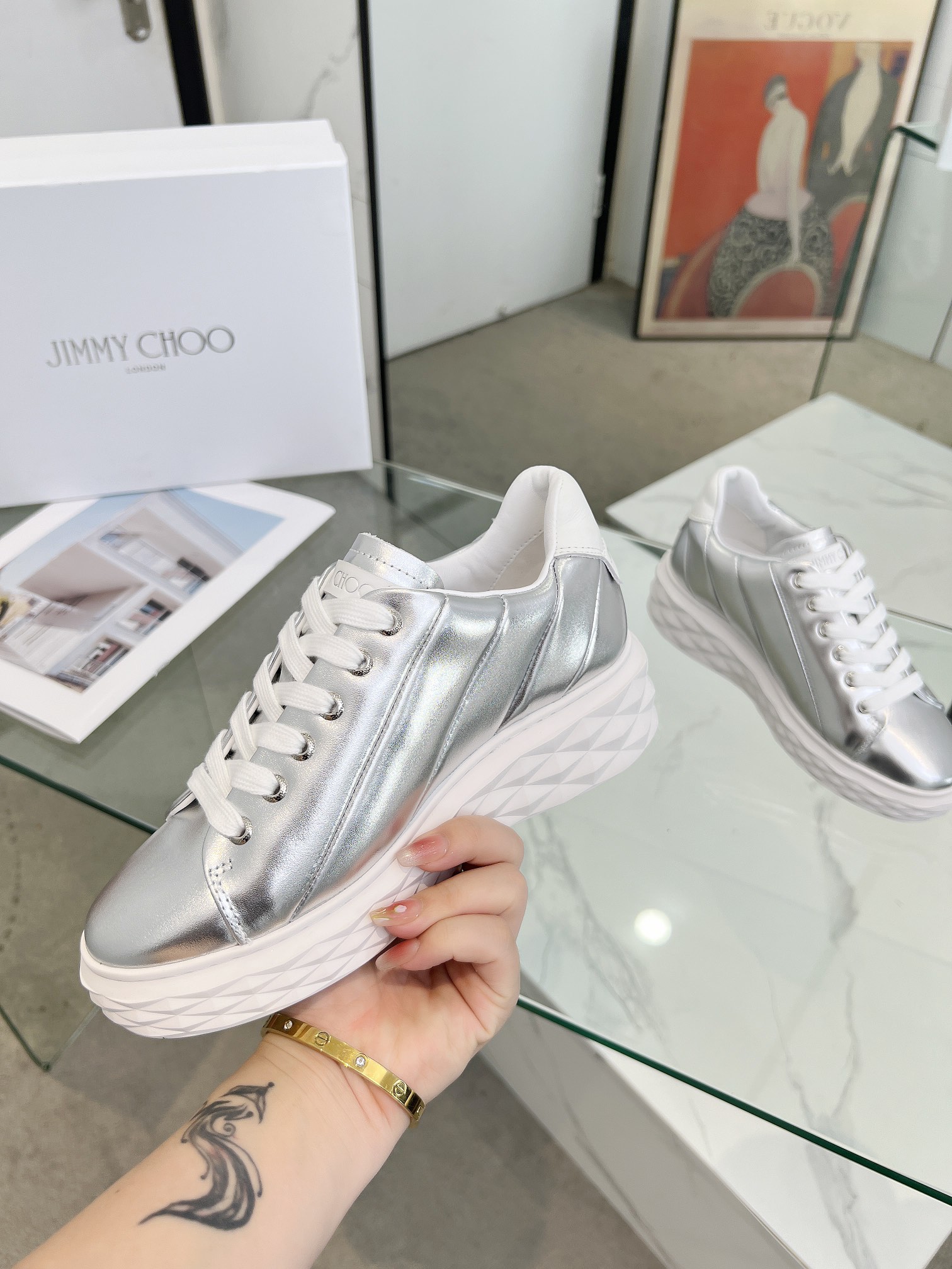 Jimmy Choo Diamond Sneakers Silver