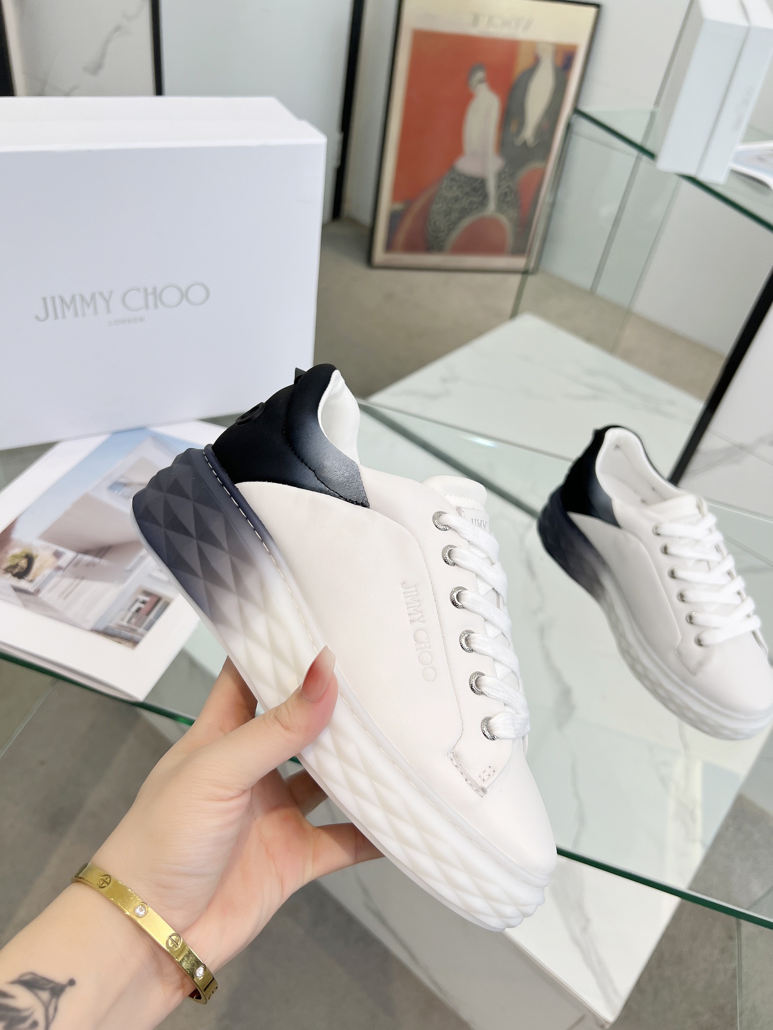 Jimmy Choo Diamond Sneakers White/Black