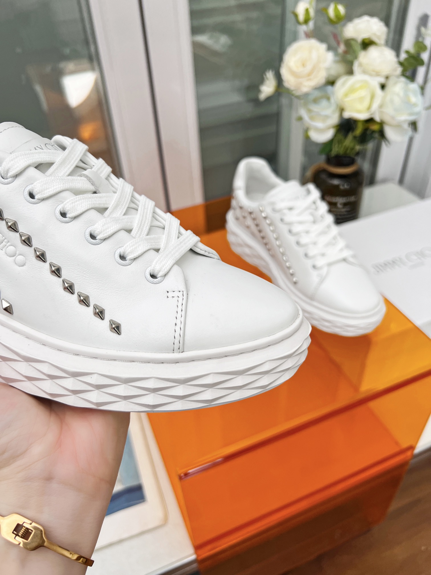 Jimmy Choo Diamond Stud Sneakers White