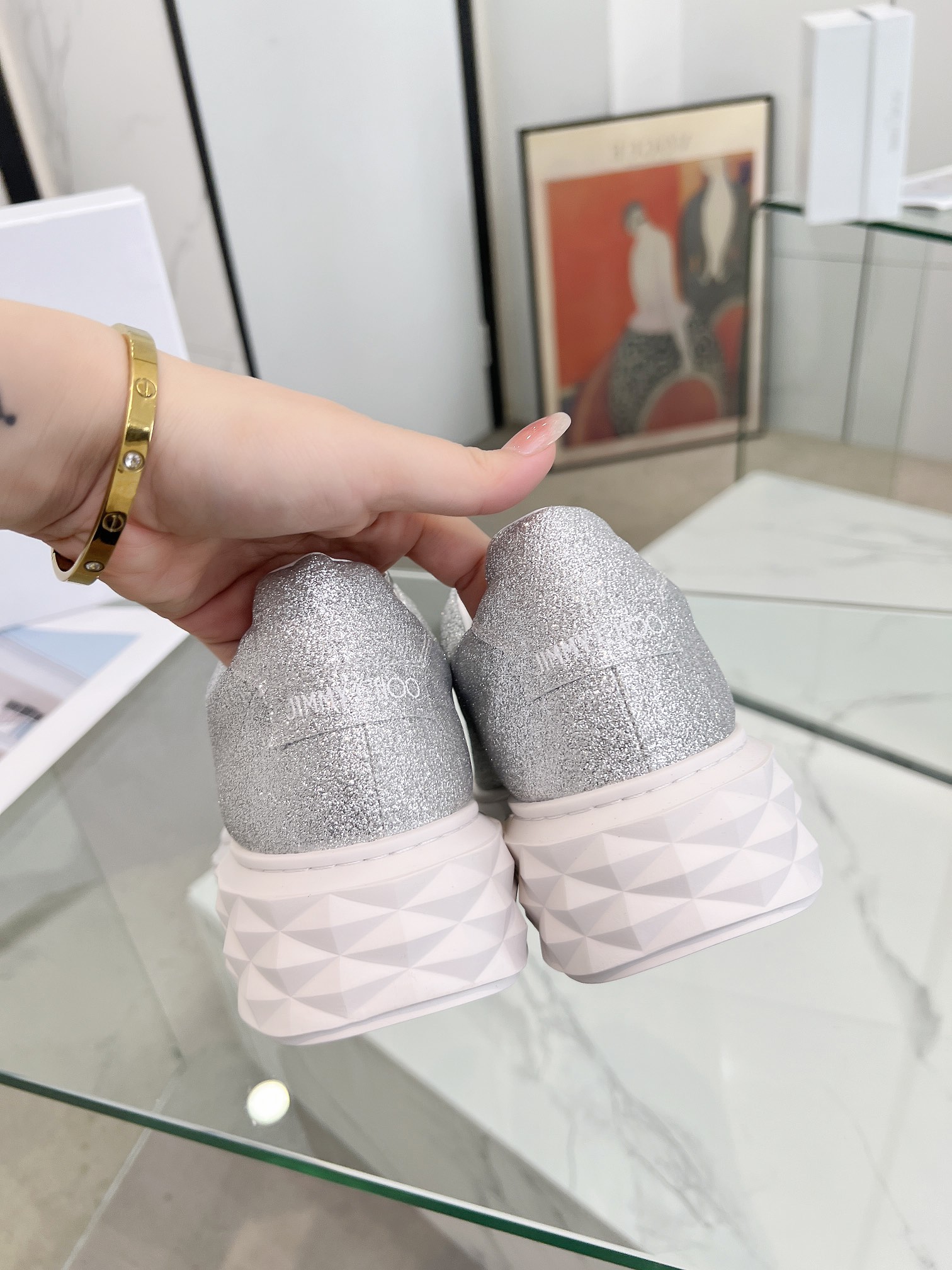 Jimmy Choo Diamond Sneakers Silver