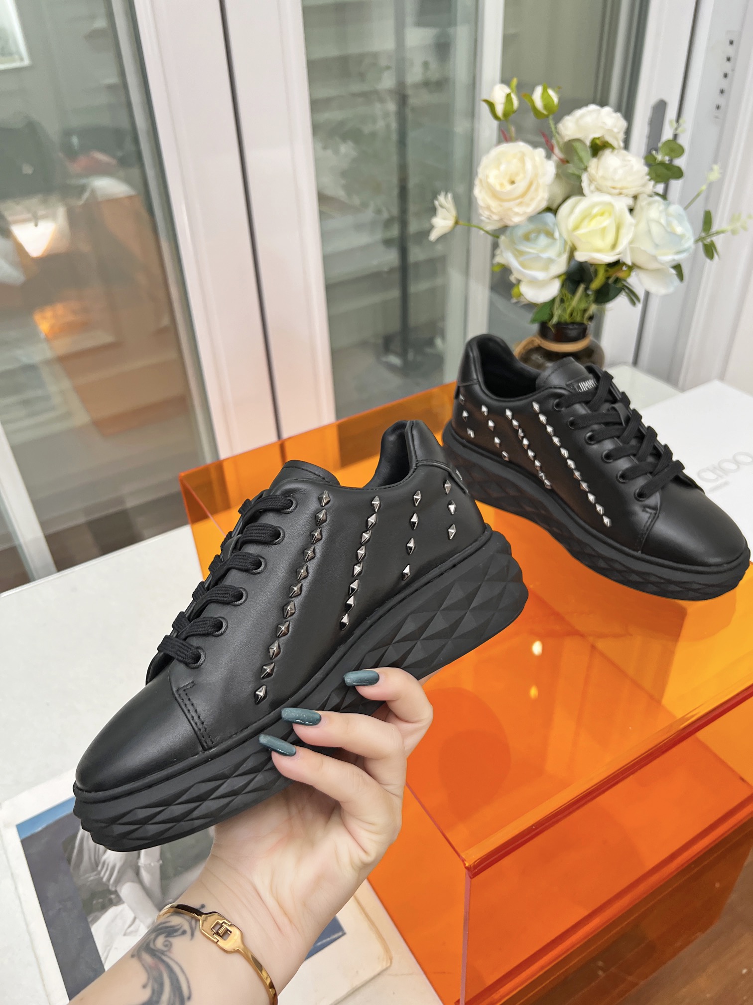 Jimmy Choo Diamond Stud Sneakers Black