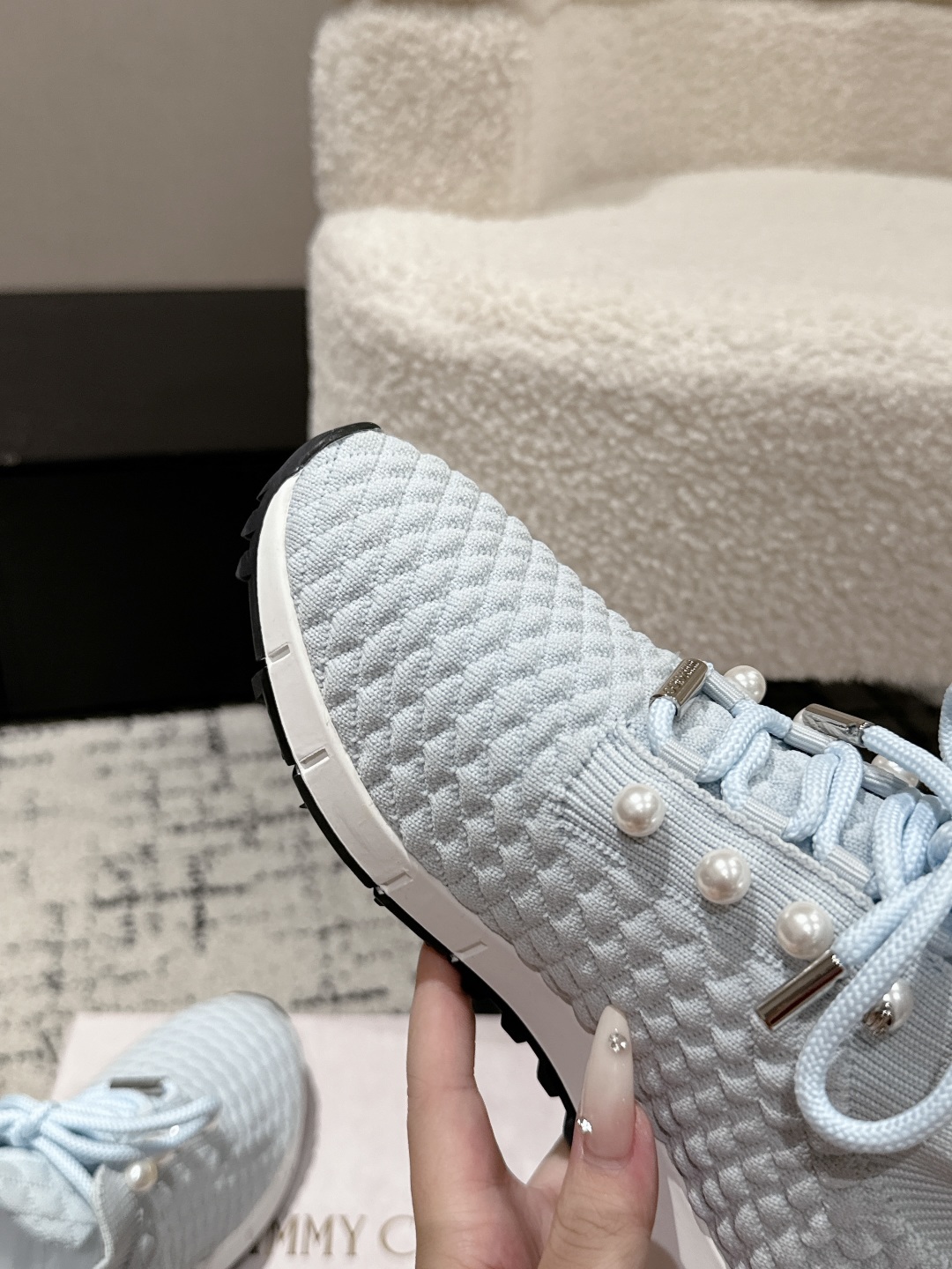 Jimmy Choo Knit Sock Sneakers Light Blue