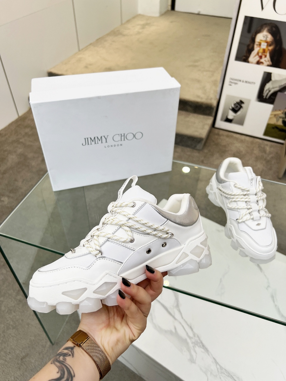 Jimmy Choo Diamond X II Dad Sneakers White
