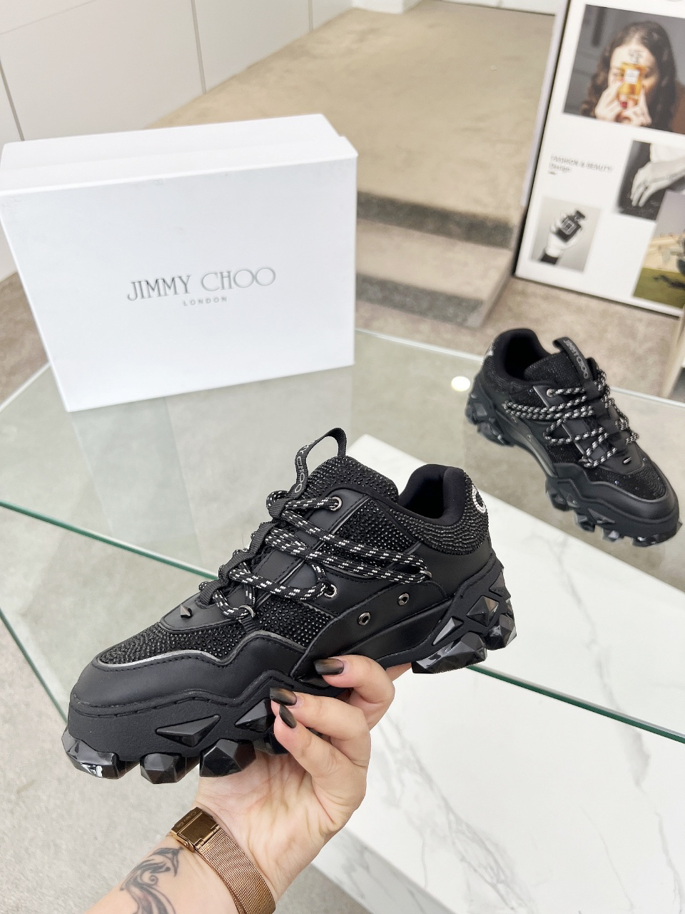 Jimmy Choo Diamond X II M Dad Sneakers Black