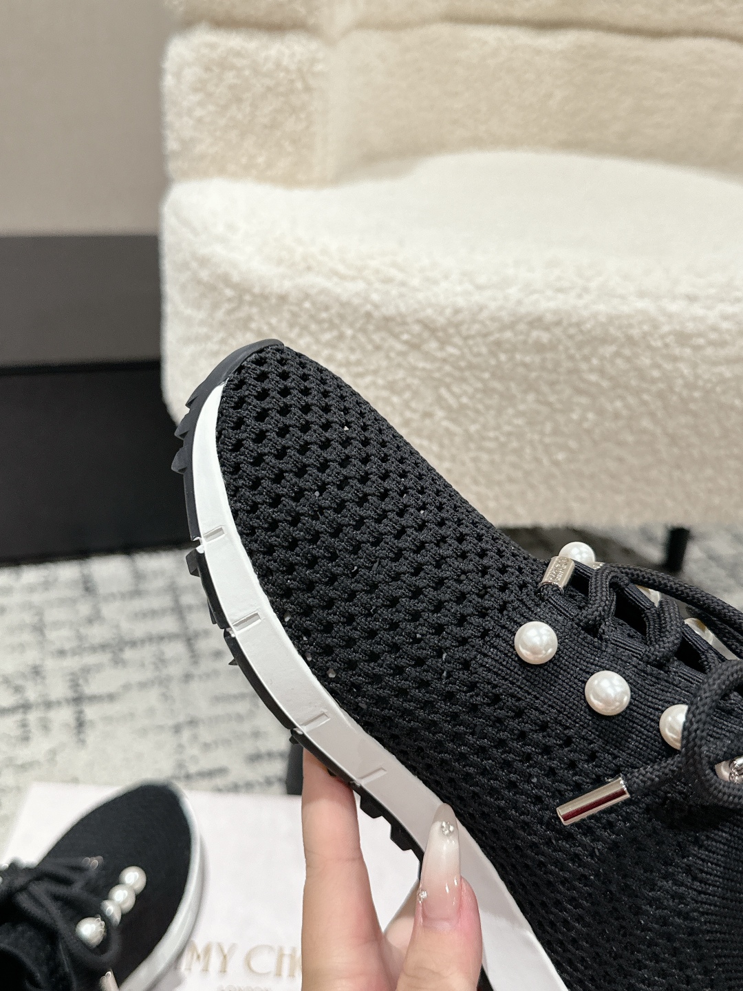 Jimmy Choo Pearl Knit Sock Sneakers Black
