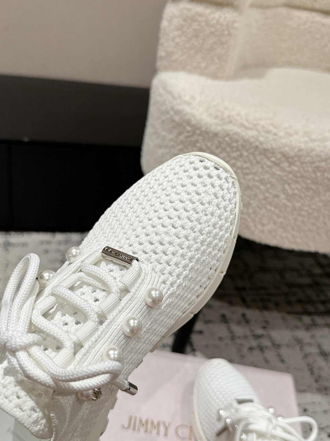 Jimmy Choo Pearl Knit Sock Sneakers White