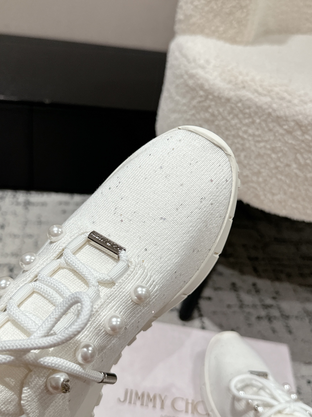 Jimmy Choo Pearl Knit Sock Sneakers White