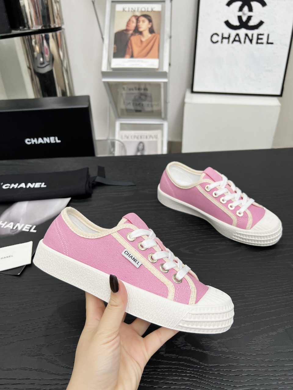 Chanel Vintage Canvas Sneakers Pink