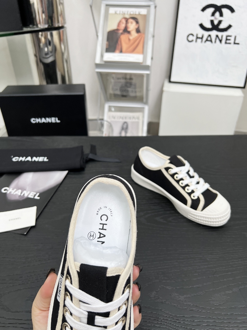 Chanel Vintage Canvas Sneakers Black