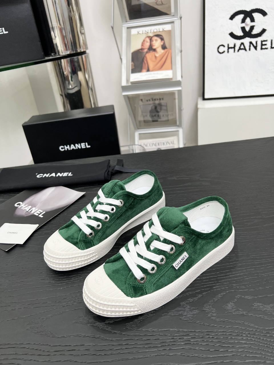 Chanel Vintage Suede Sneakers Green