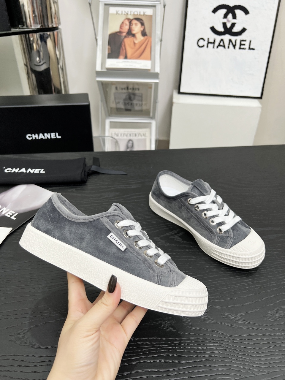 Chanel Vintage Low-Top Sneakers Gray