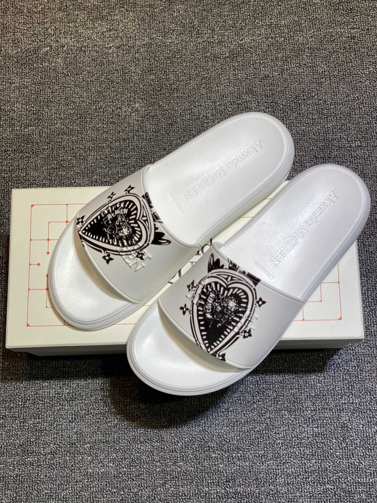 Alexander McQueen Graphic Slide Sandals White