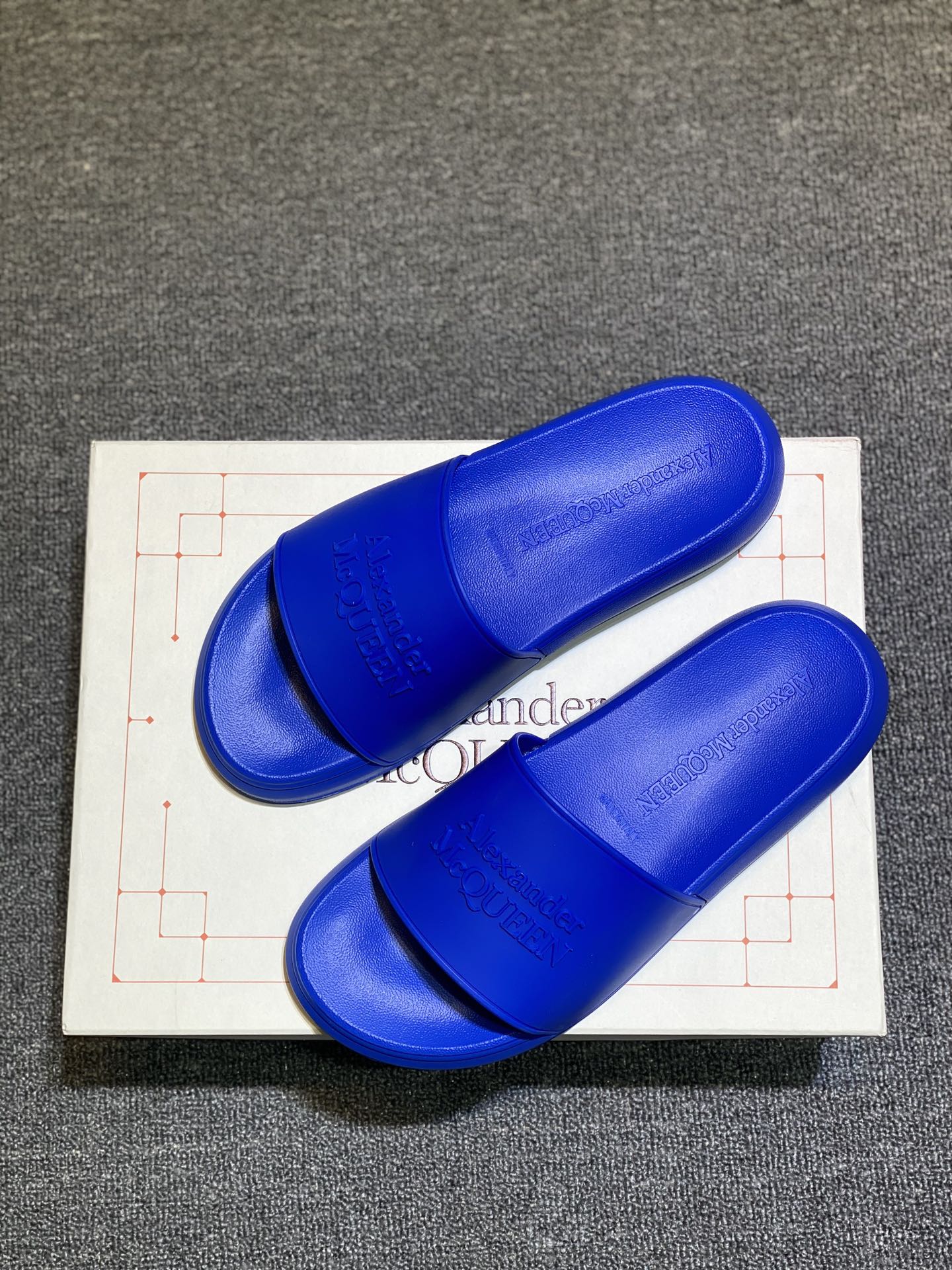 Alexander McQueen Logo Slides Blue