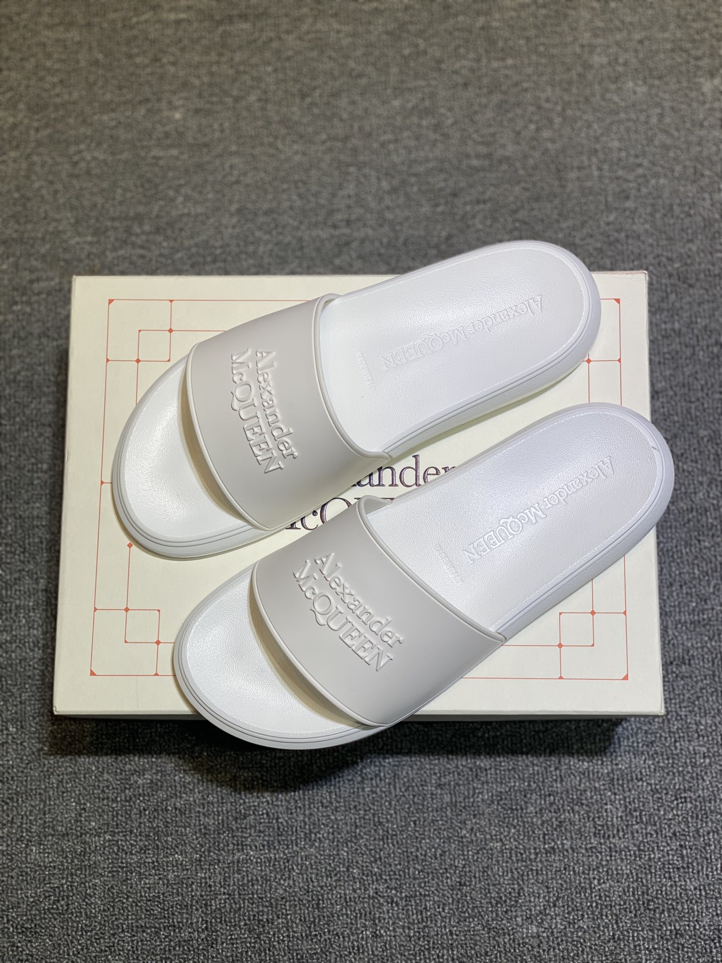 Alexander McQueen Logo Slides White