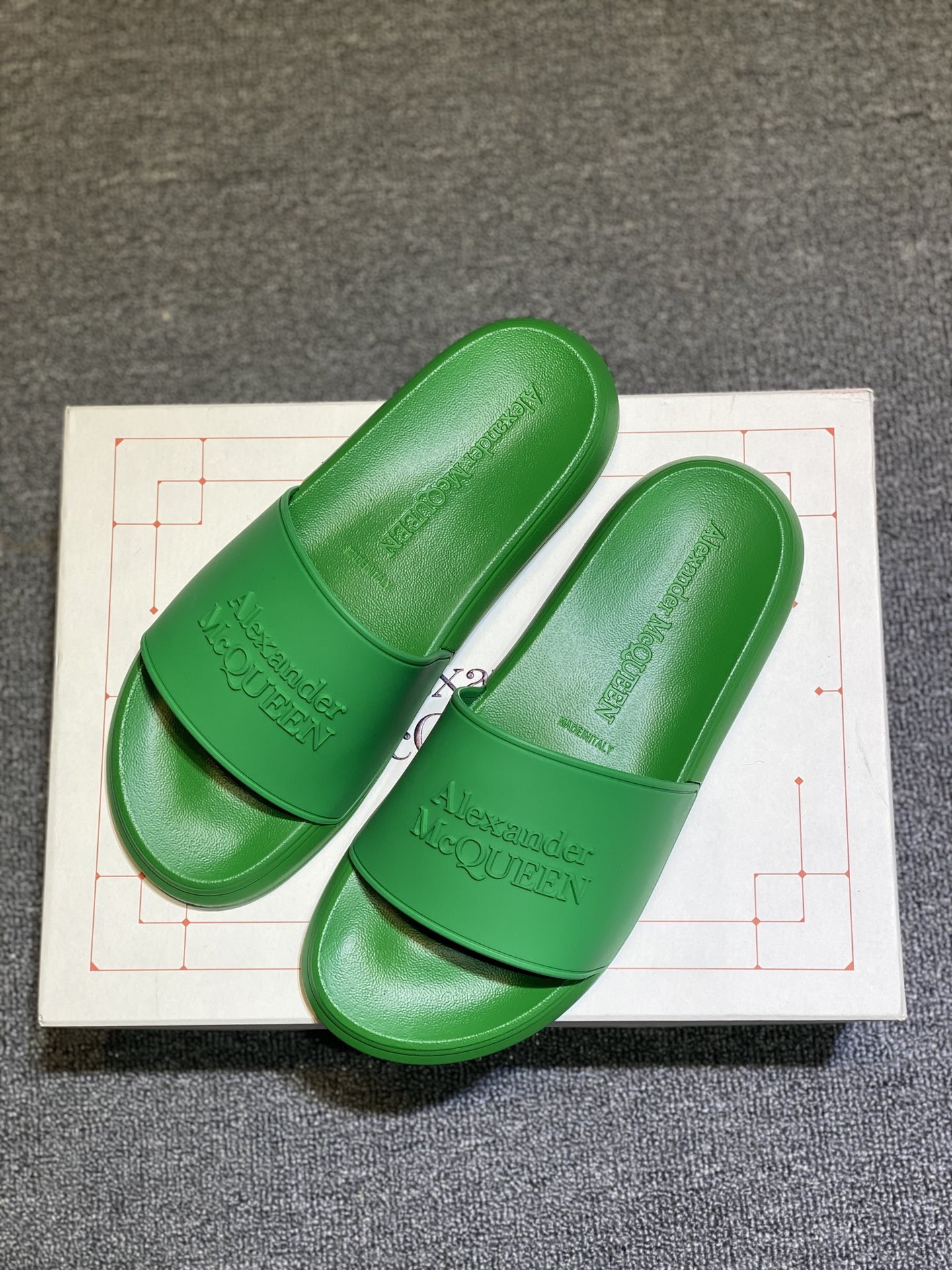 Alexander McQueen Logo Slide Sandals Green