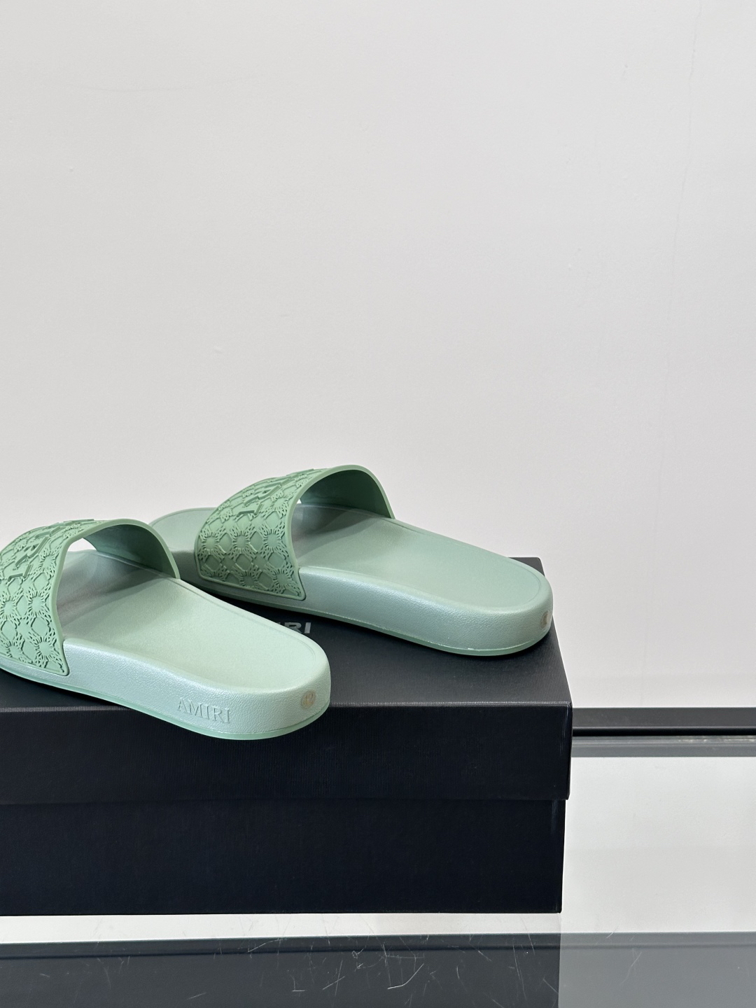 Amiri Logo Slide Sandals Mint Green