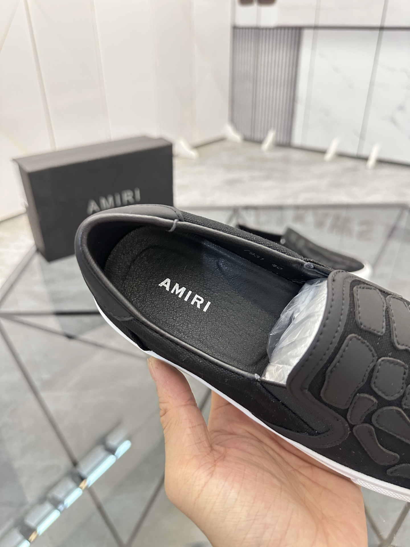 Amiri Skeleton Slip-On Sneakers Black