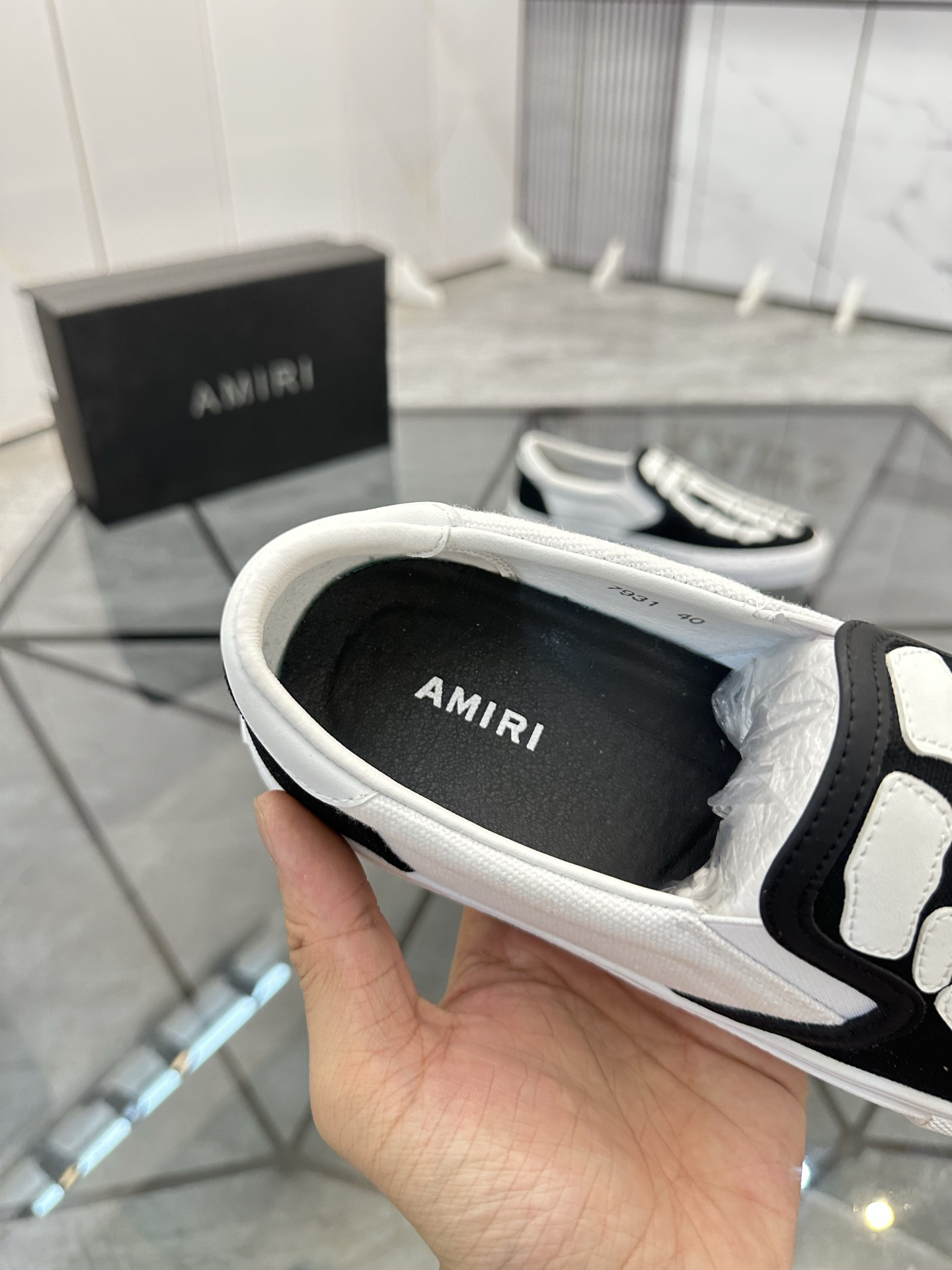 Amiri Skeleton Slip-On Sneakers Black/White
