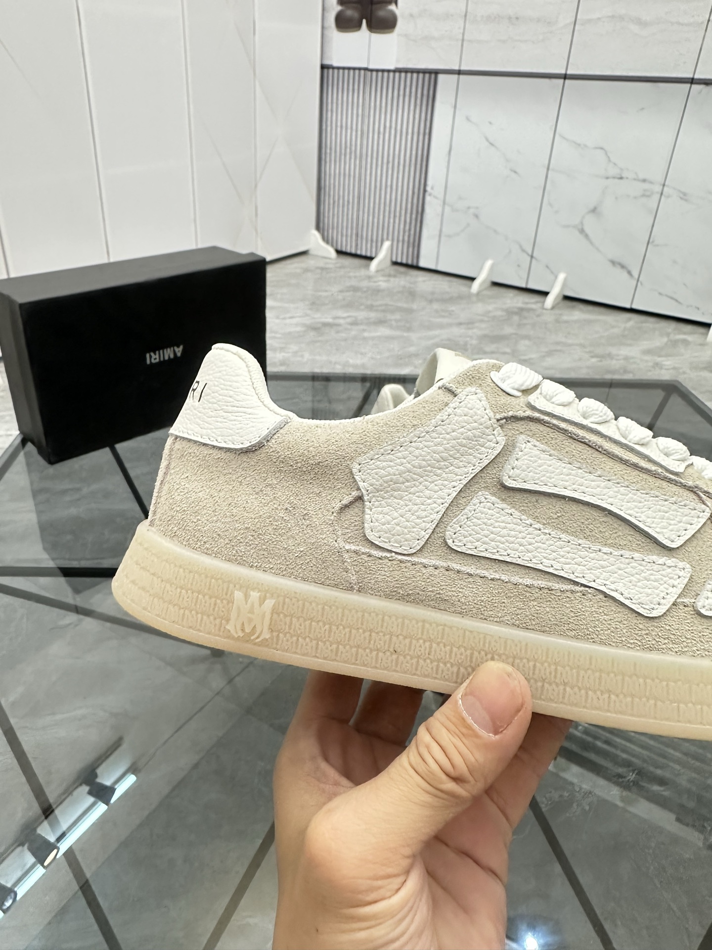 Amiri Low-Top Suede Sneakers Beige