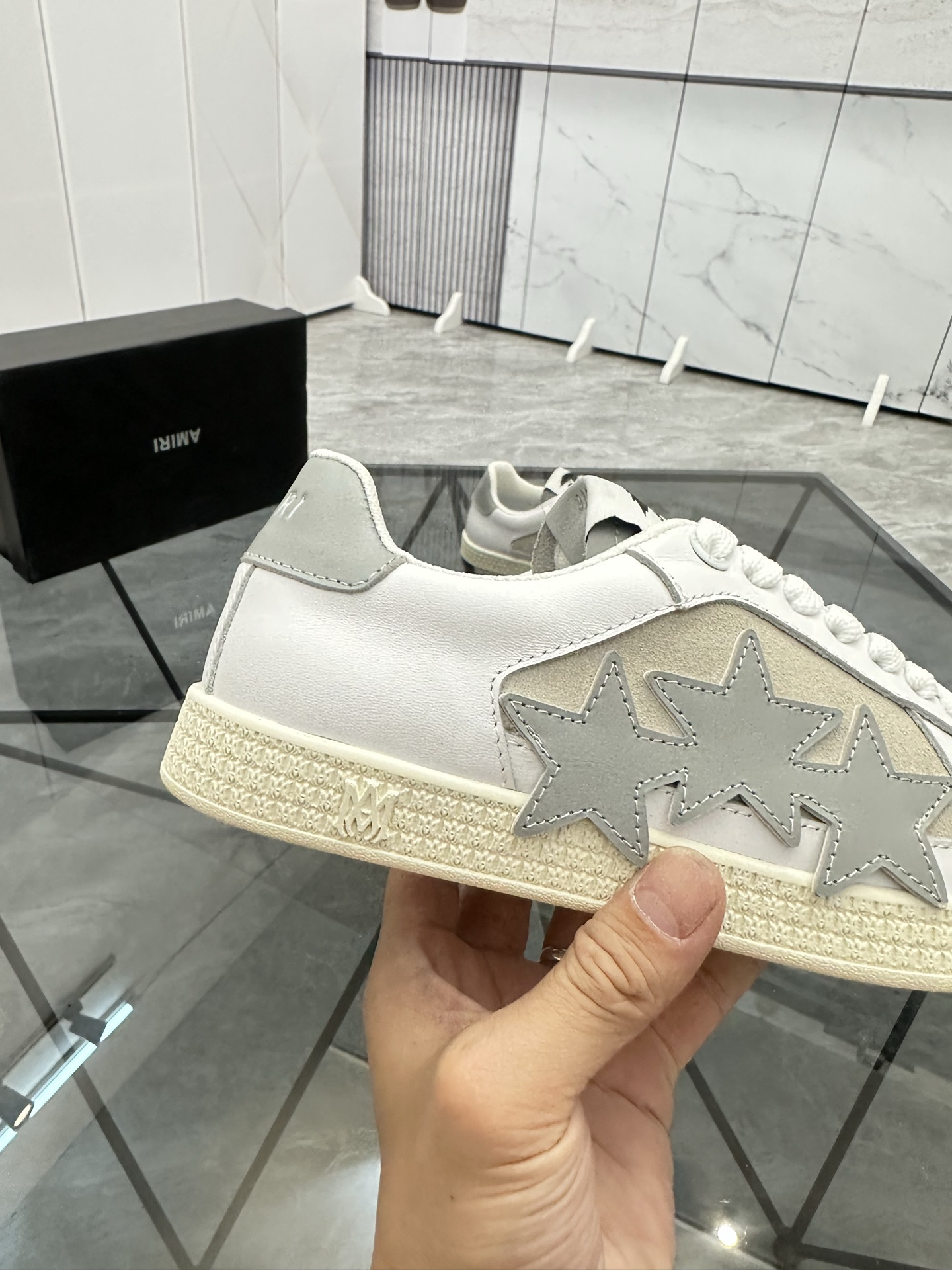 Amiri Star Panel Low-Top Sneakers White/Grey