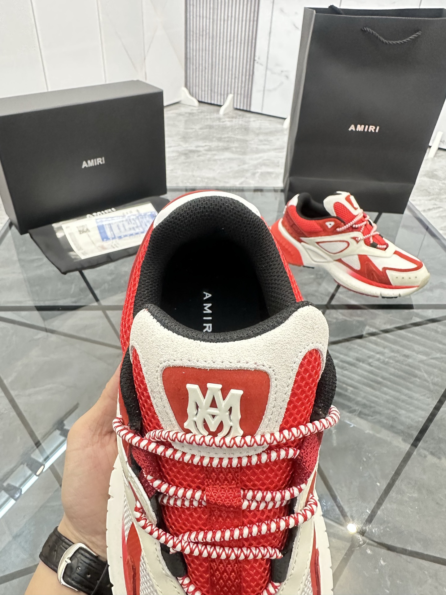 AMIRI Low-Top Casual Sneakers Red/White
