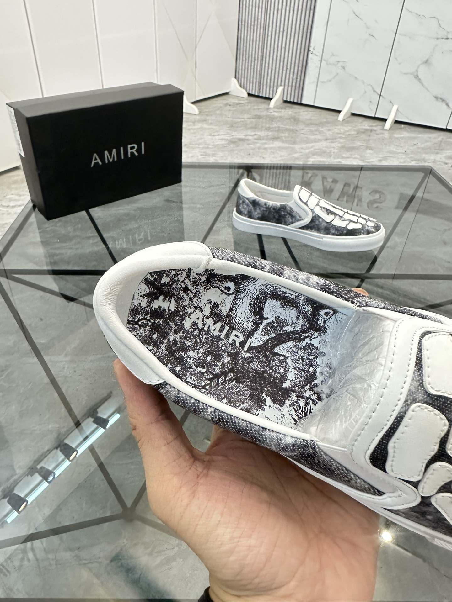 Amiri Skeleton Slip-On Shoes Black/White
