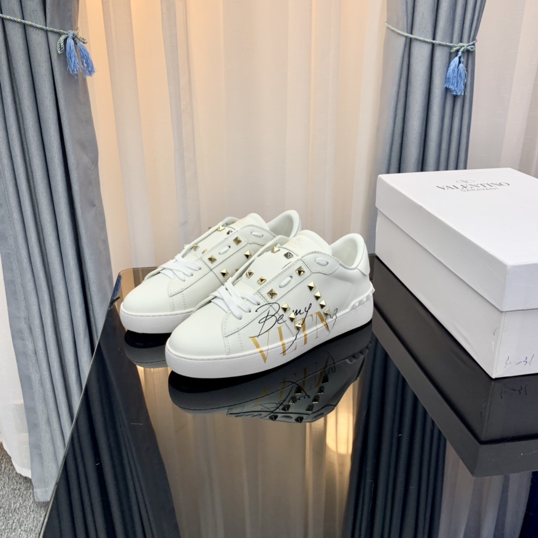 Valentino VLTN Stud Lace-Up Sneakers White