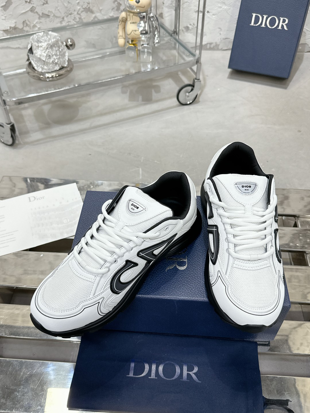 Dior B30 Reflective Dad Sneakers White/Black