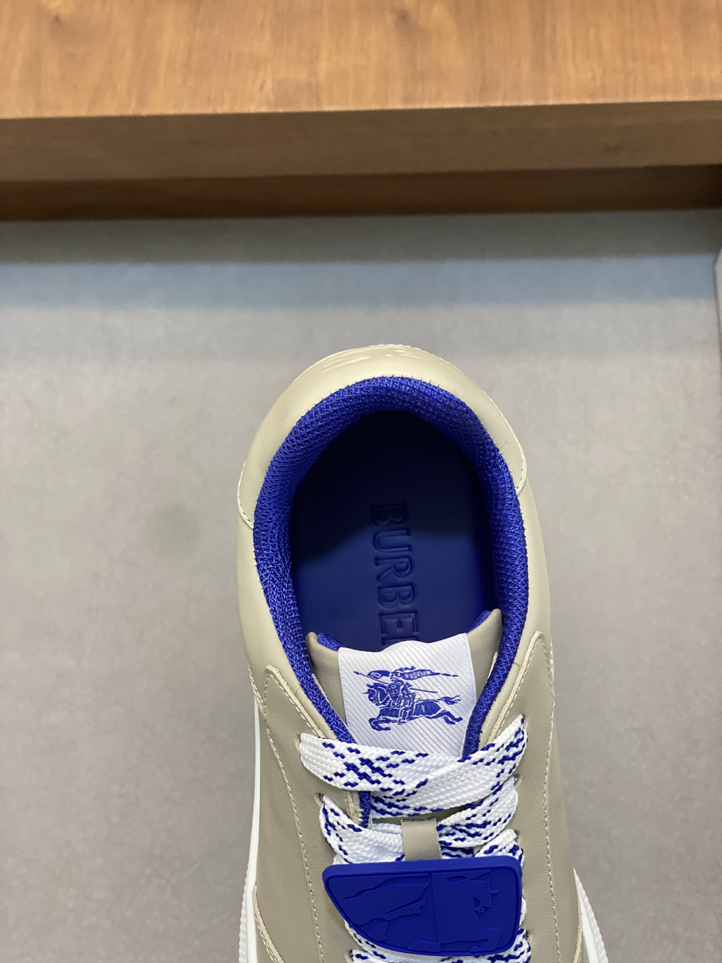 Burberry Leather Low-Top Sneakers Gray/Blue