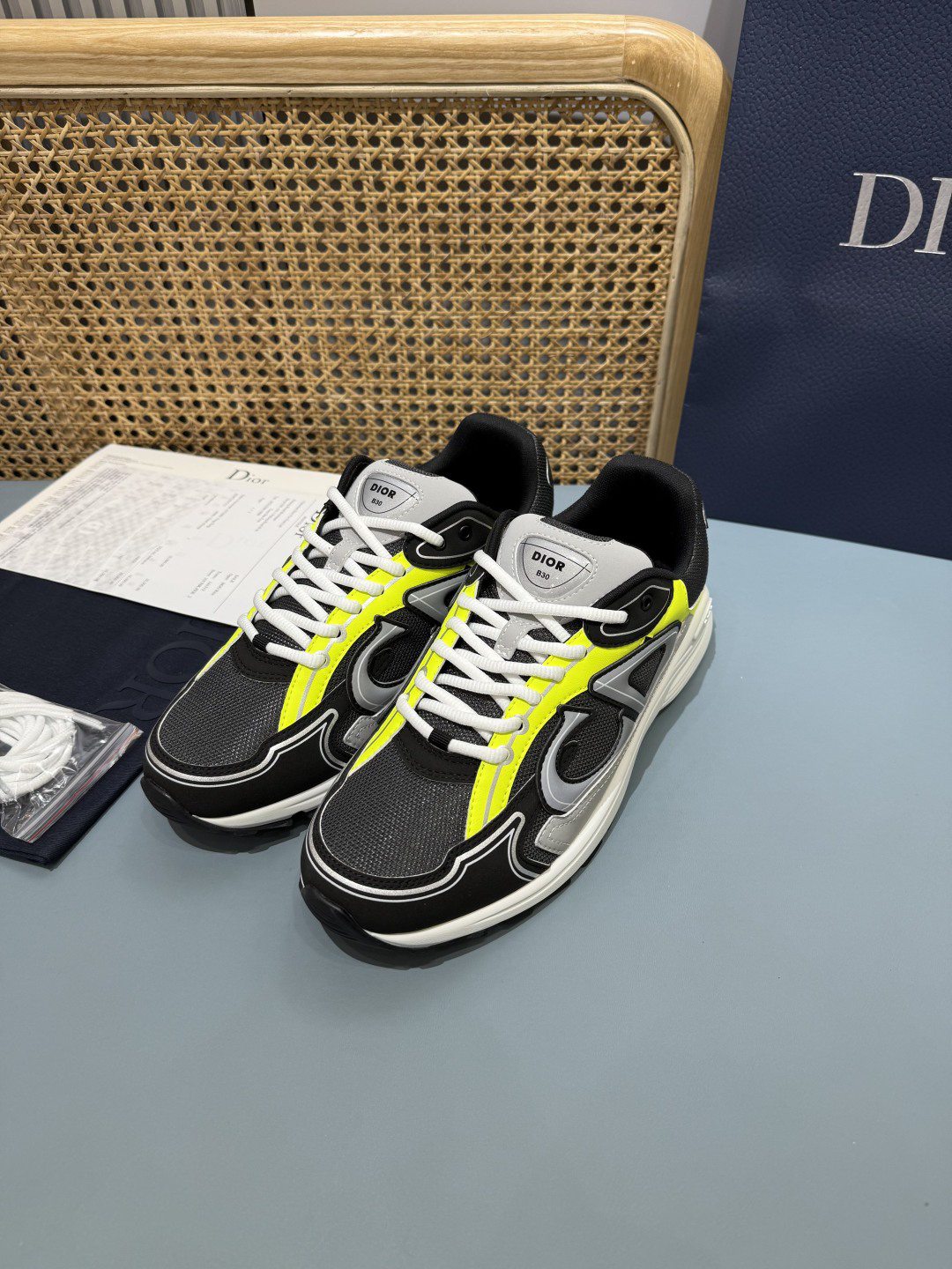 Dior B30 Countdown Sneakers Black/Neon Yellow