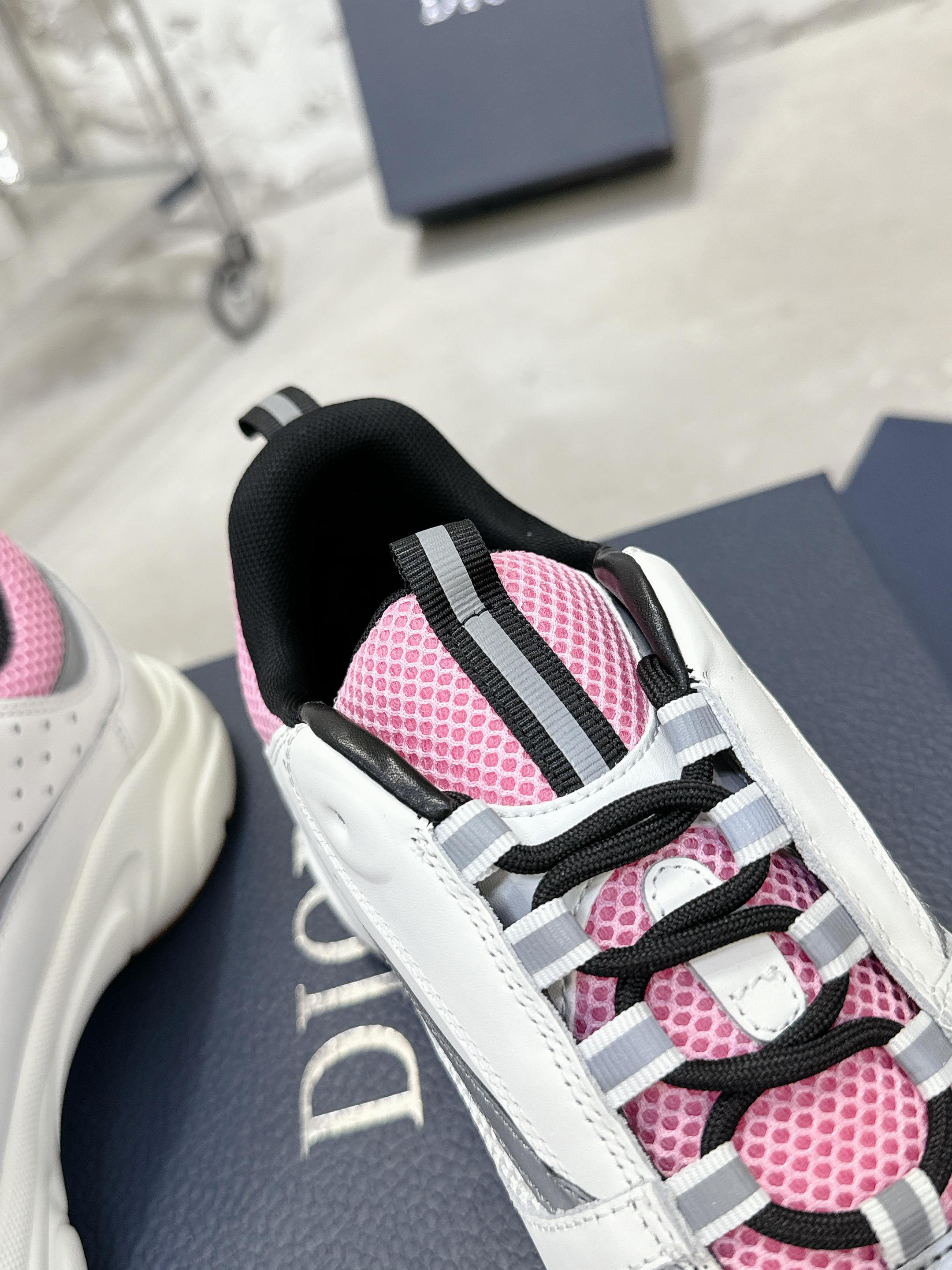 Dior B22 Mesh Sneakers White Pink