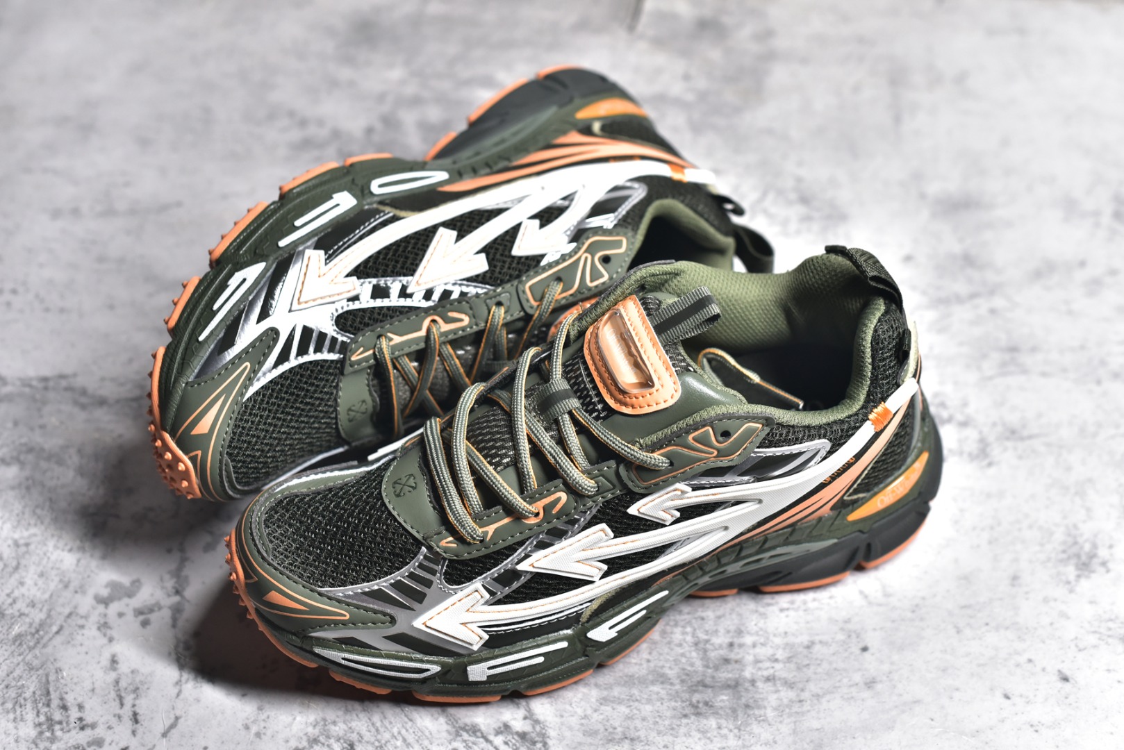 Off-White CO Virgil Abloh Retro Runner Sneakers Green