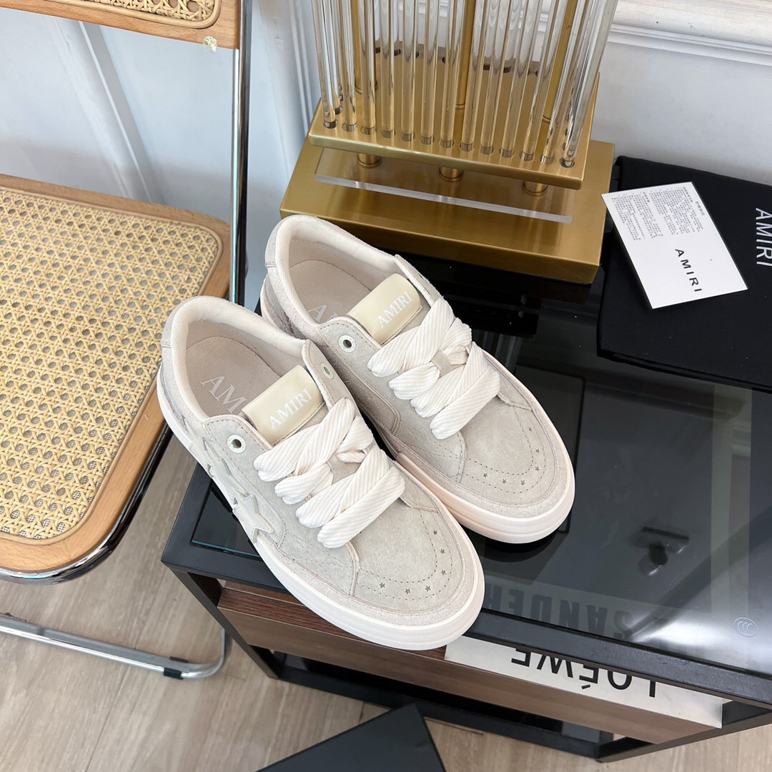 Amiri Star-Panel Low-Top Sneakers Beige