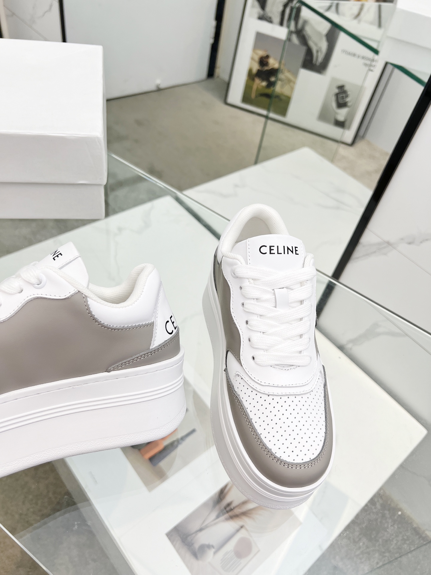 Celine Triomphe Wedge Sneakers Grey