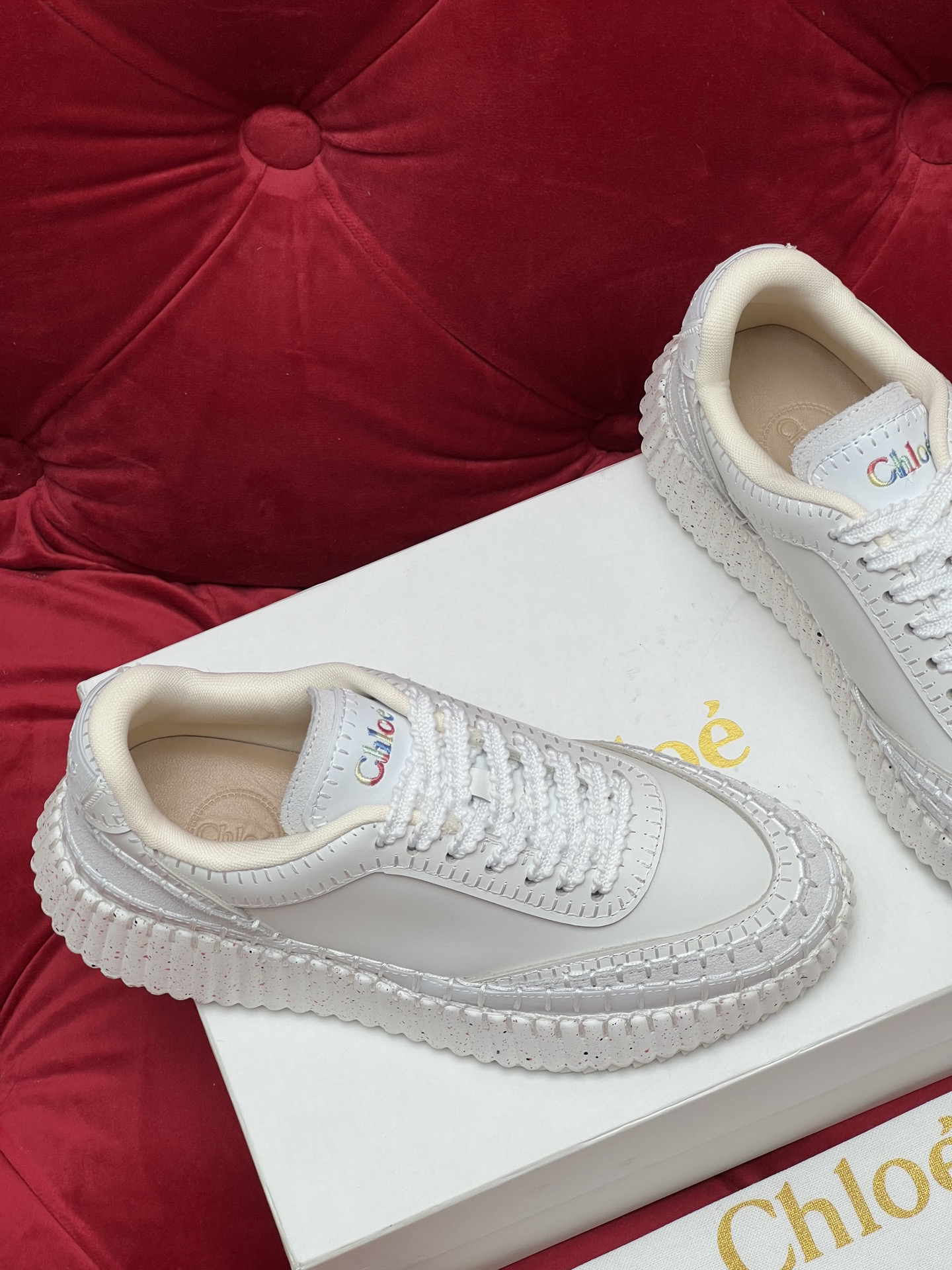 Chloe Chunky Low-Top Sneakers White