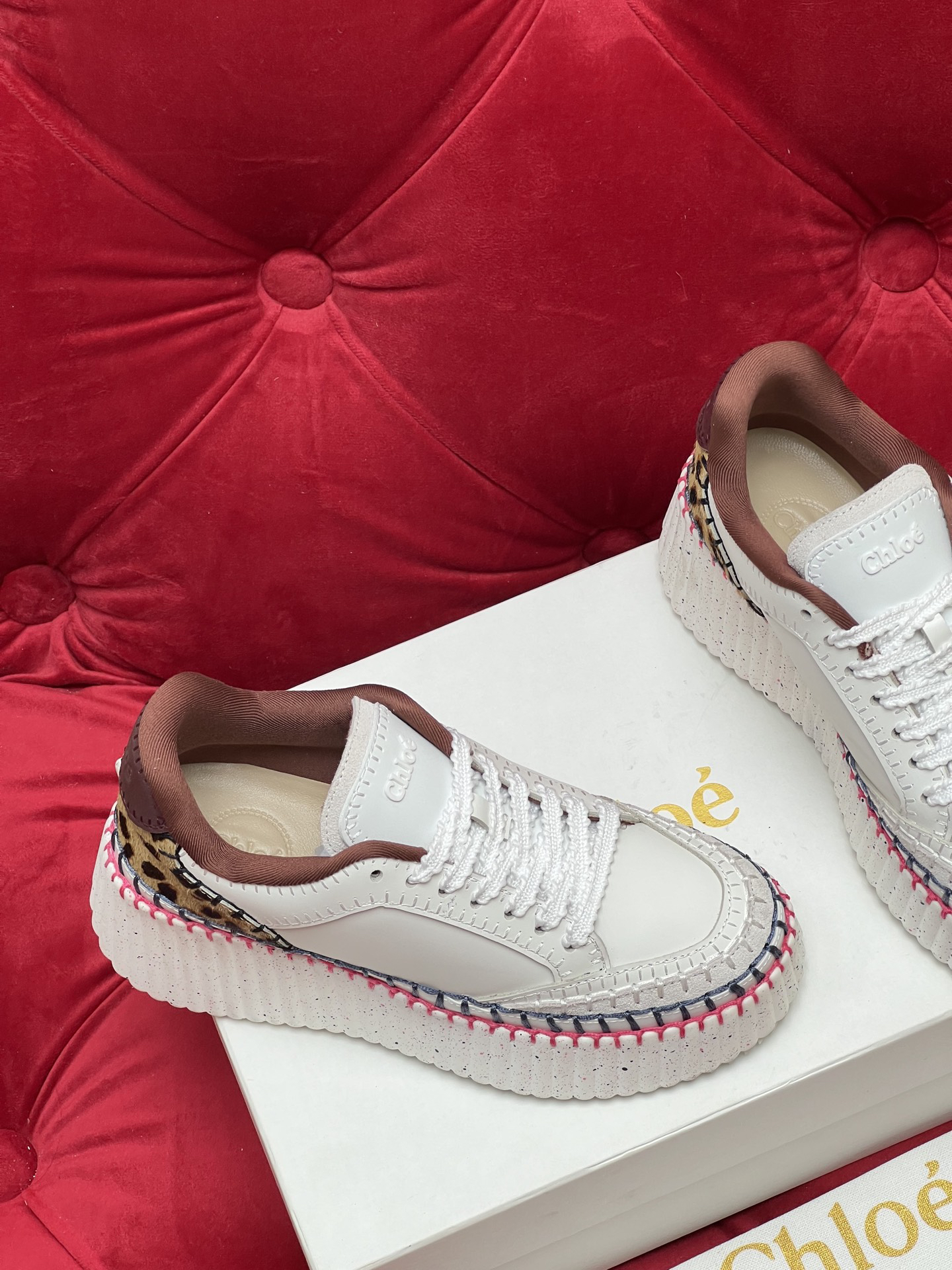 Chloe Leopard Platform Sneakers Multi