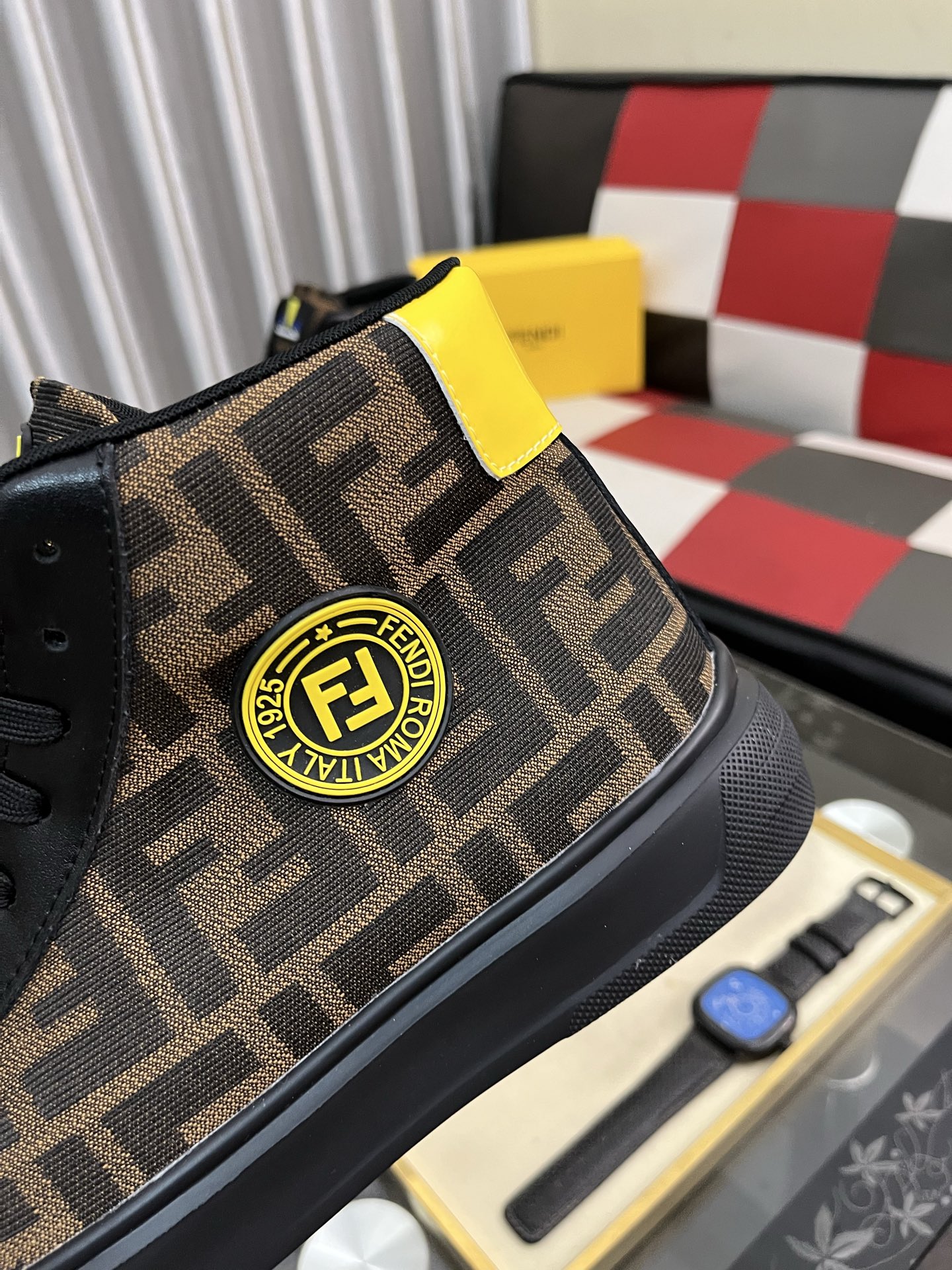 Fendi FF High-Top Sneakers Brown