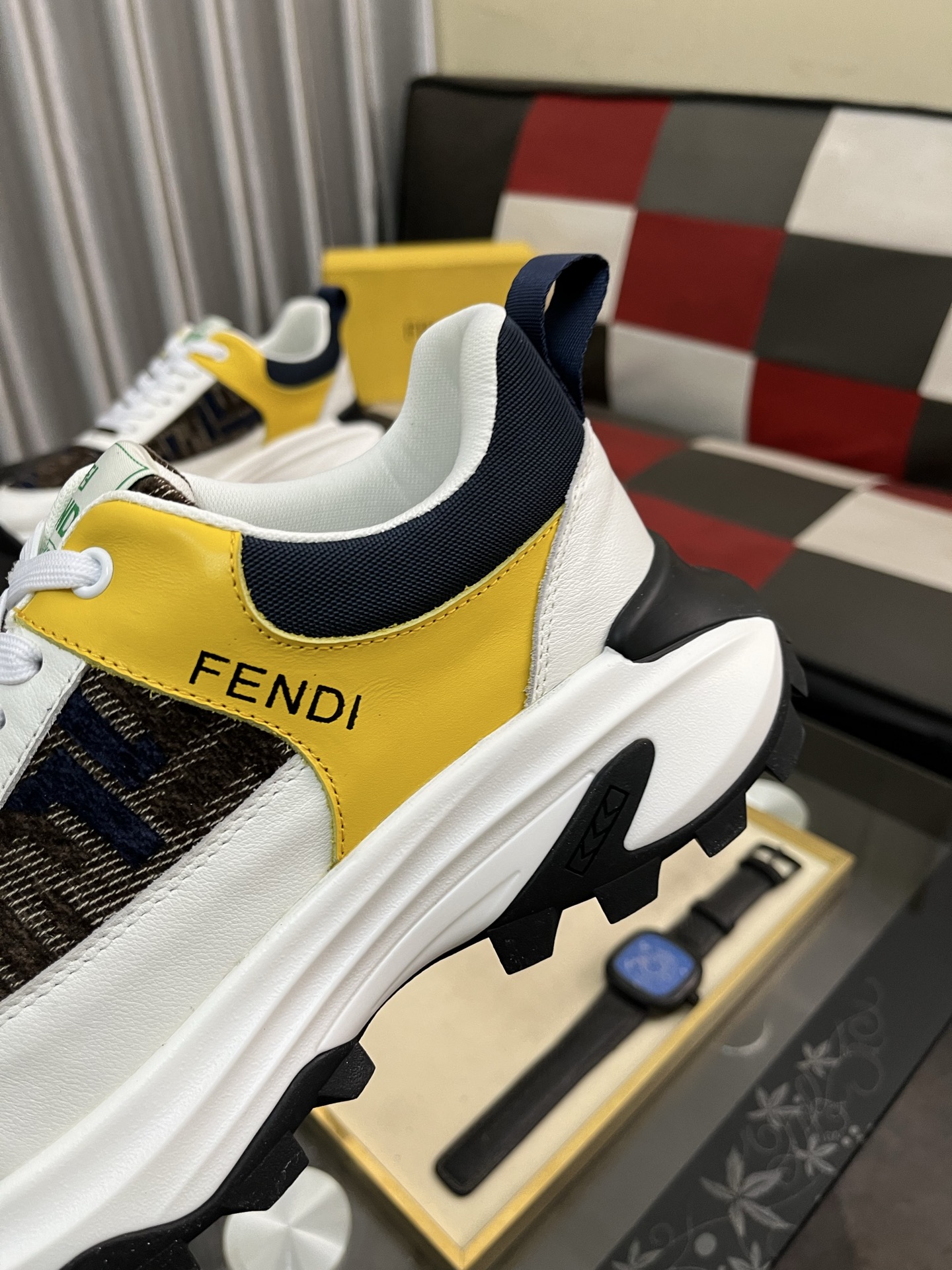 Fendi Leather Low-Top Sneakers Multicolor