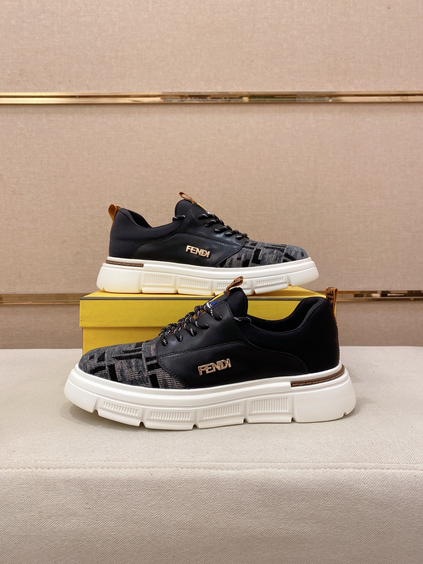 Fendi Logo Chunky Sneakers Black