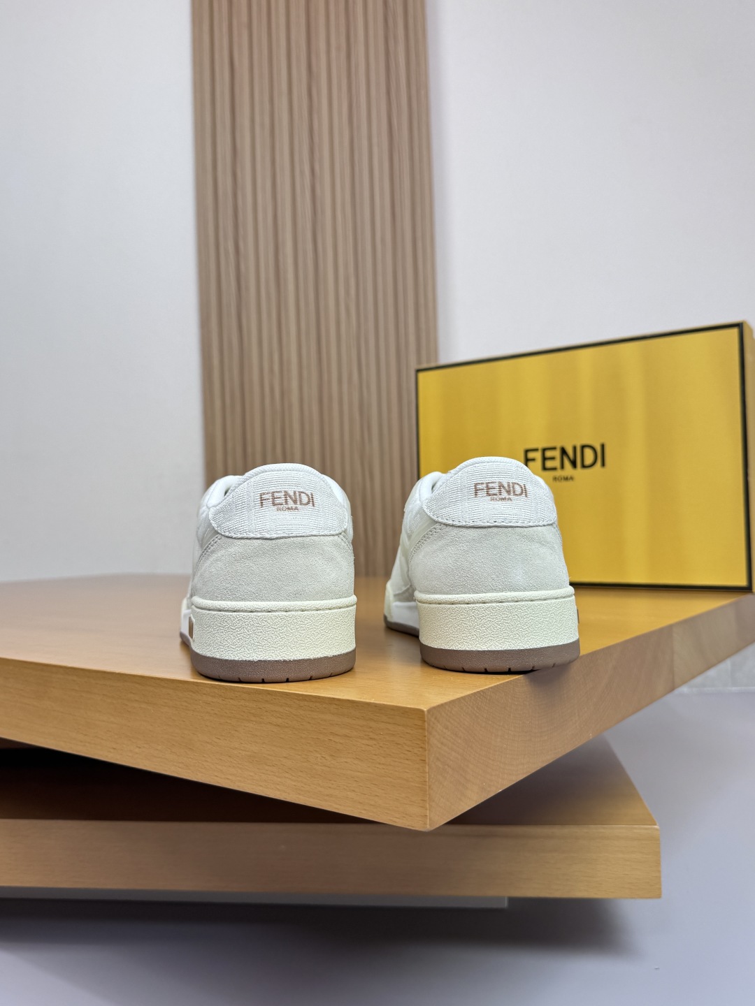 Fendi FF Canvas Suede Low-Top Sneakers White