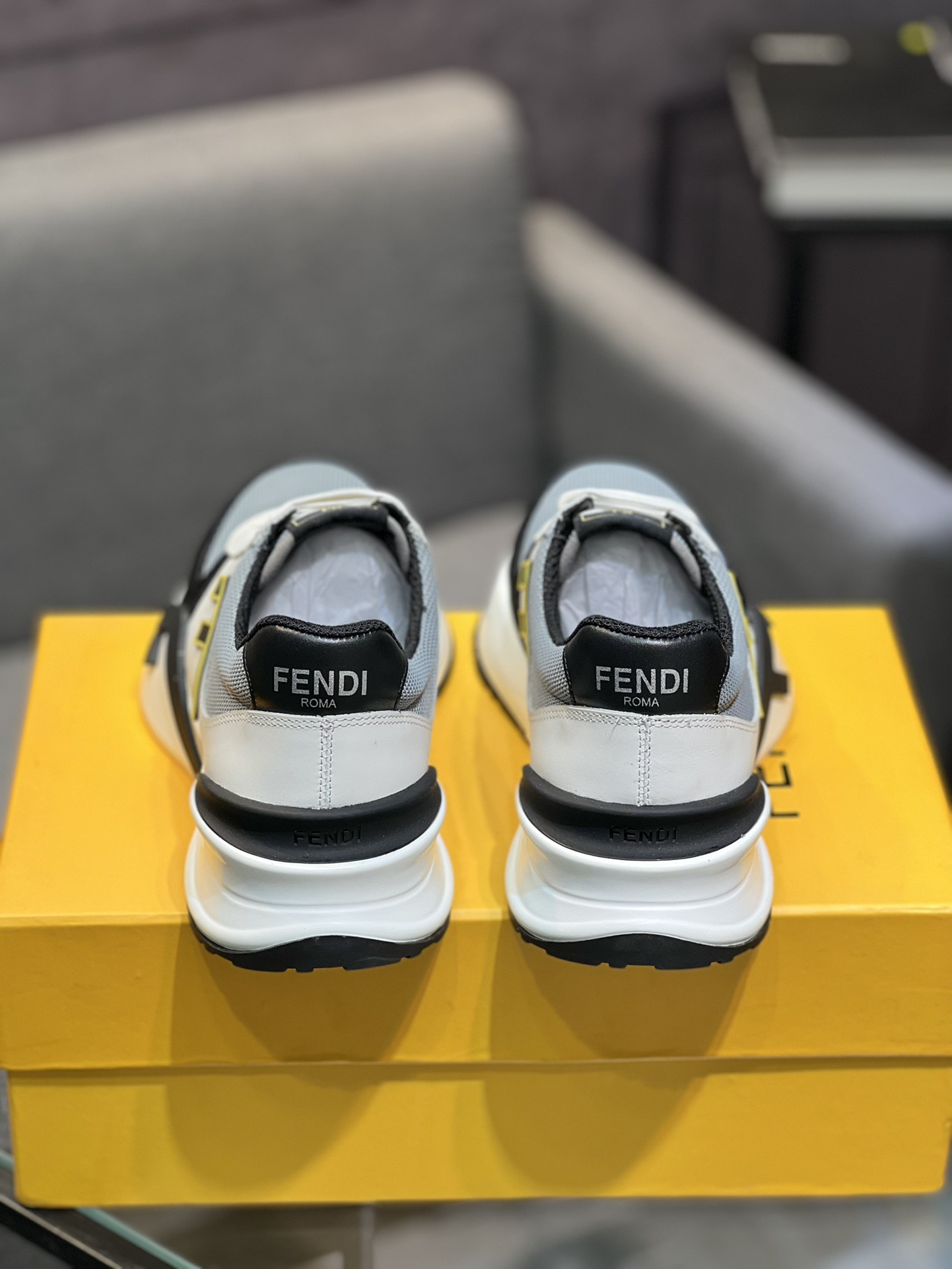 Fendi Mesh Low-Top Sneakers Black/White/Grey