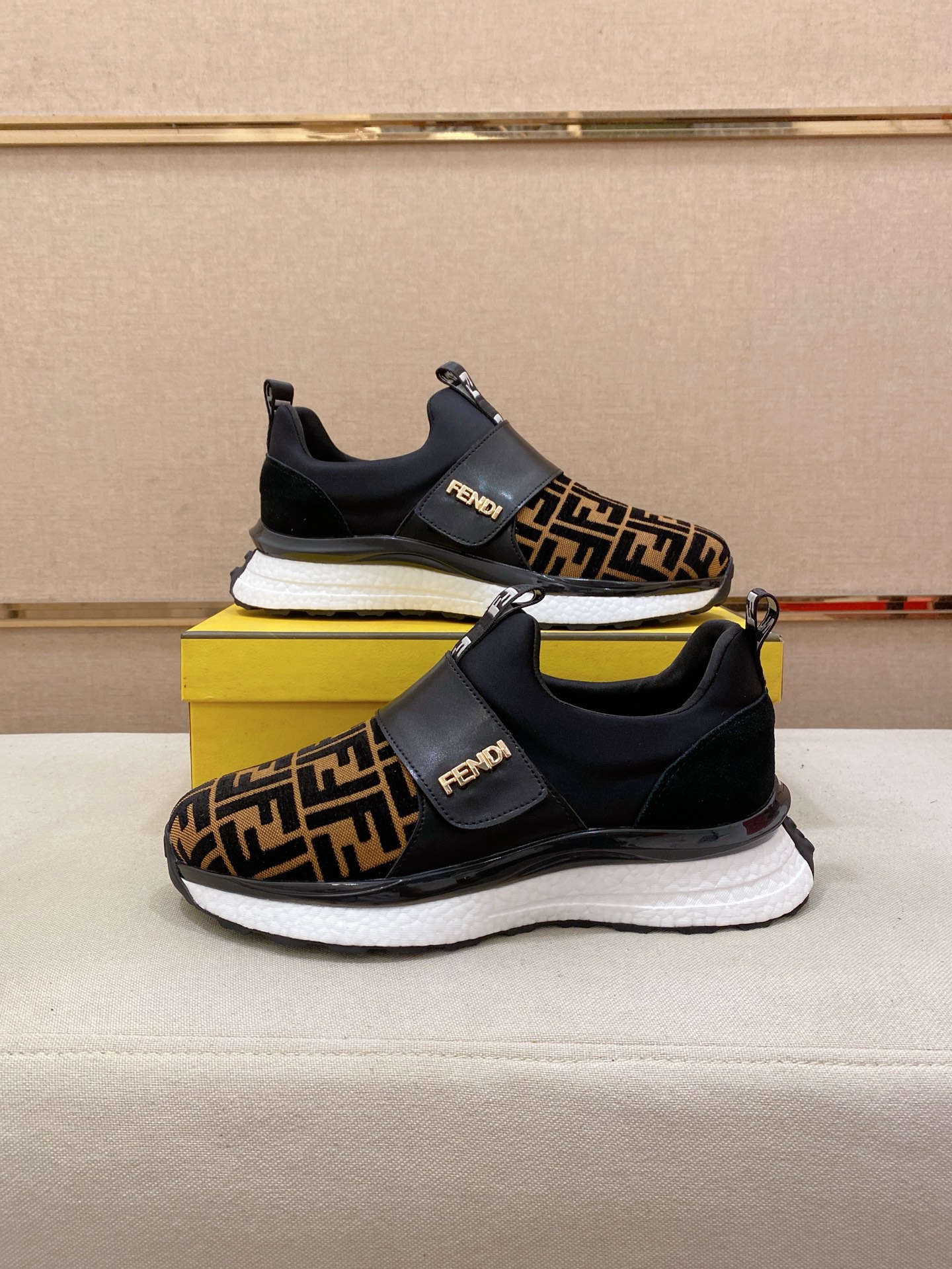 Fendi FF Knit Slip-On Sneaker Brown